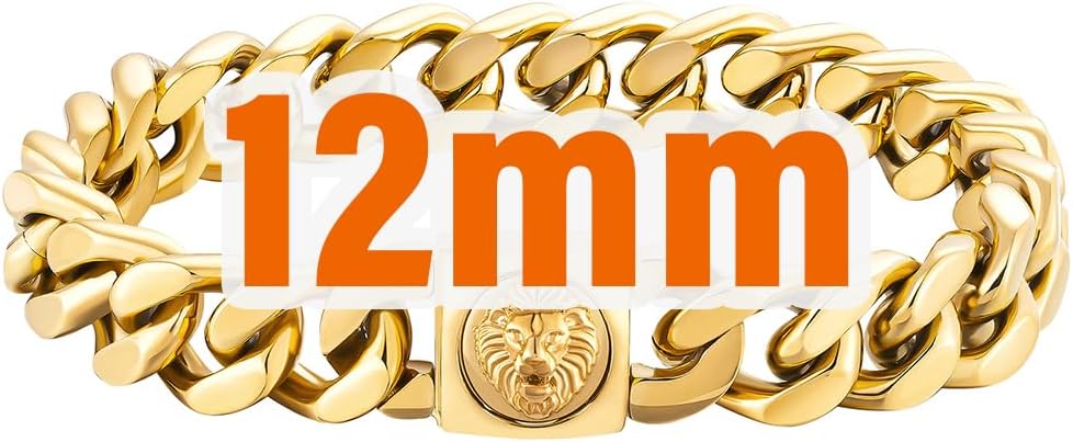 KRKC&CO 12mm Mens Cuban Link Bracelet, 18k Gold Plated Miami Thick Bracelets, Durable Anti-tarnish Hip Hop Jewelry (Lion, 7in), 𝐃𝐚𝐝 𝐆𝐢𝐟𝐭𝐬 𝐟𝐨𝐫 𝐅𝐚𝐭𝐡𝐞𝐫𝐬 𝐃𝐚𝐲 - Image 7