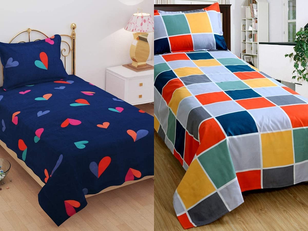 Vivea Reserve Single Bed Cotton Feel 100 % Glacecotton bedsheet - Combo Pack of 2 - Set of 2 bedsheet with 2 Pillow Covers (Combo of 2 Single Bed bedsheets)