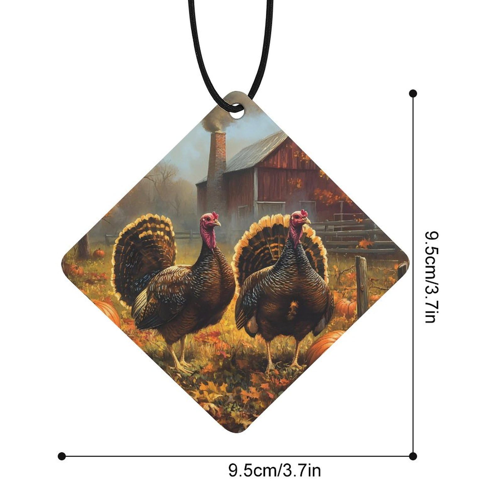 Thanksgiving Turkey Car Air Freshener Hanging Aromatherapy Tablets for Car Accessories Rhombus