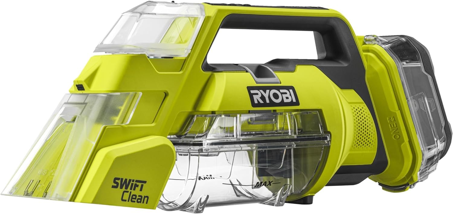 Ryobi RDC18-0, Smacchiatore Multisuperficie a Batteria 18V ONE+, Aspiratore Ideale per Pulire Tappezzerie ed Interni Auto, fino a 480 l/min di Flusso d'Aria, Certificato IPX7, Batteria non Inclusa