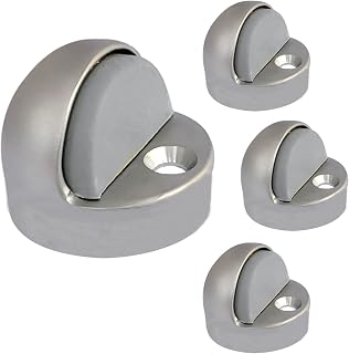 QCAA High Dome Floor Door Stop, 1-11/16" x 1-3/16", Zinc Die Cast, Satin Nickel, 4 Pack, Made in Taiwan