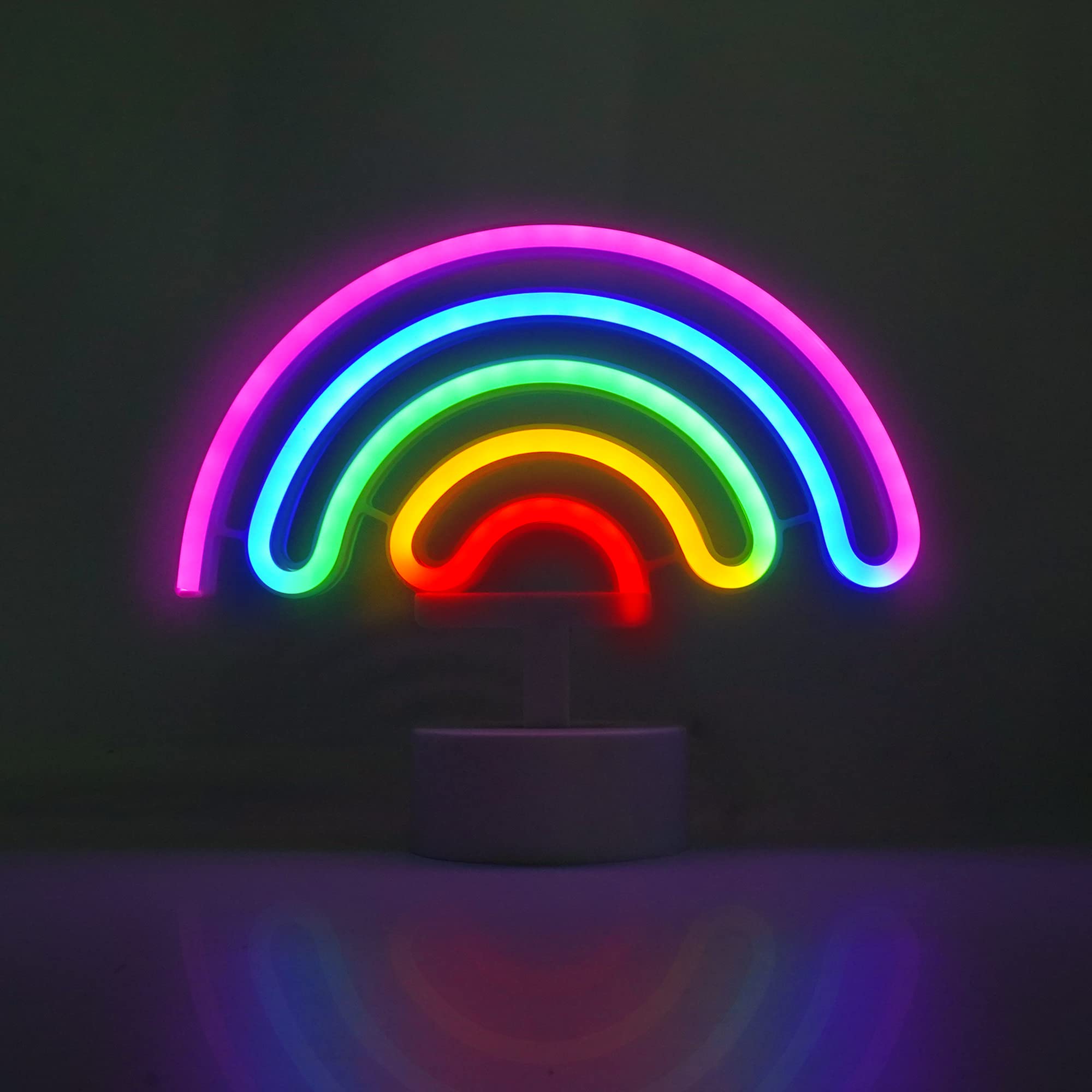 Luce Al Neon LED Arcobaleno Multicolore - Alimentazione A Batteria O USB - Decorazione Da Tavolo Per Camera Da Letto, Regali - 2