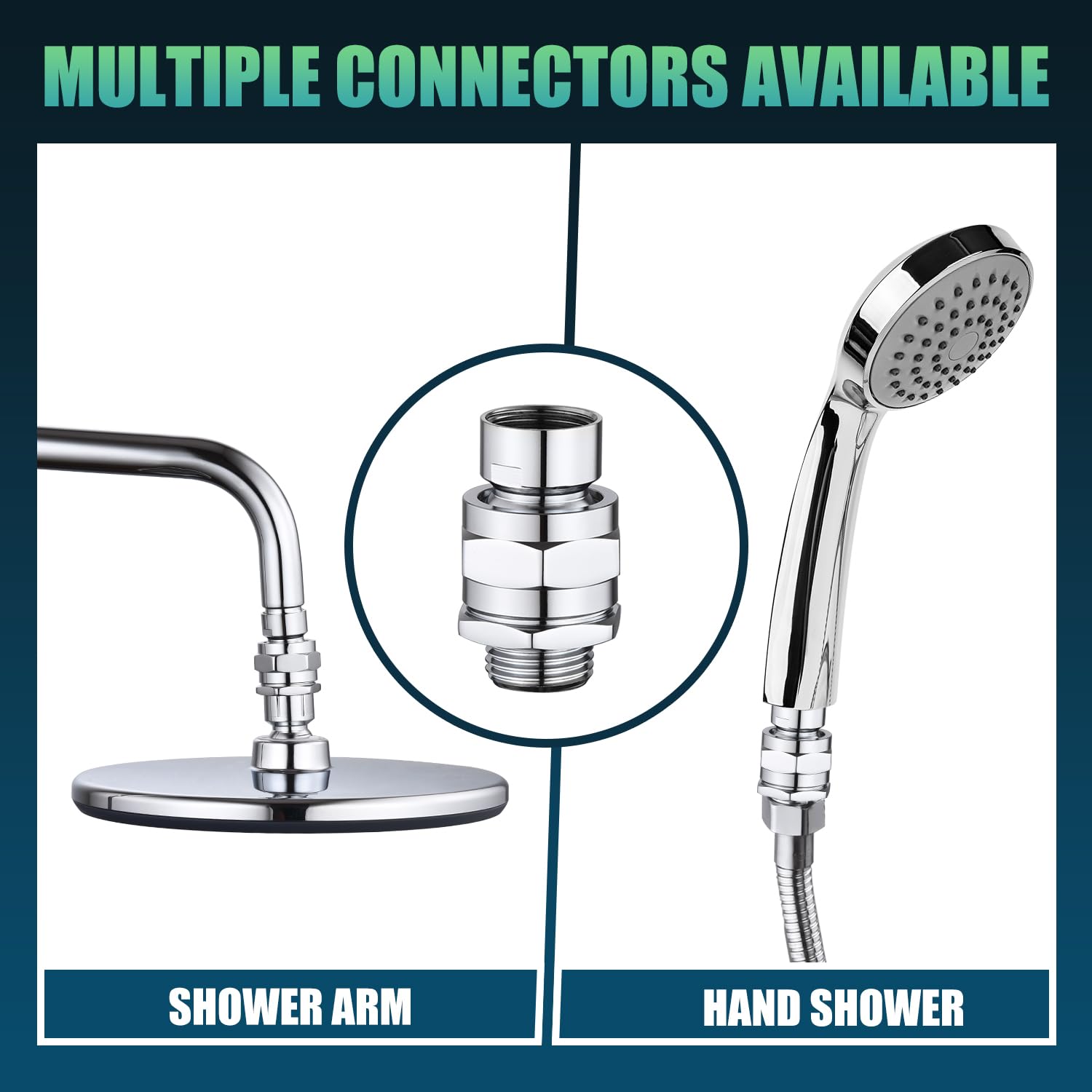 Solid Brass Ball Joint Shower Head Adapter - Adjustable Swivel Connector, Brushed Chrome Finish, G1/2 Thread 12 thumbnail image