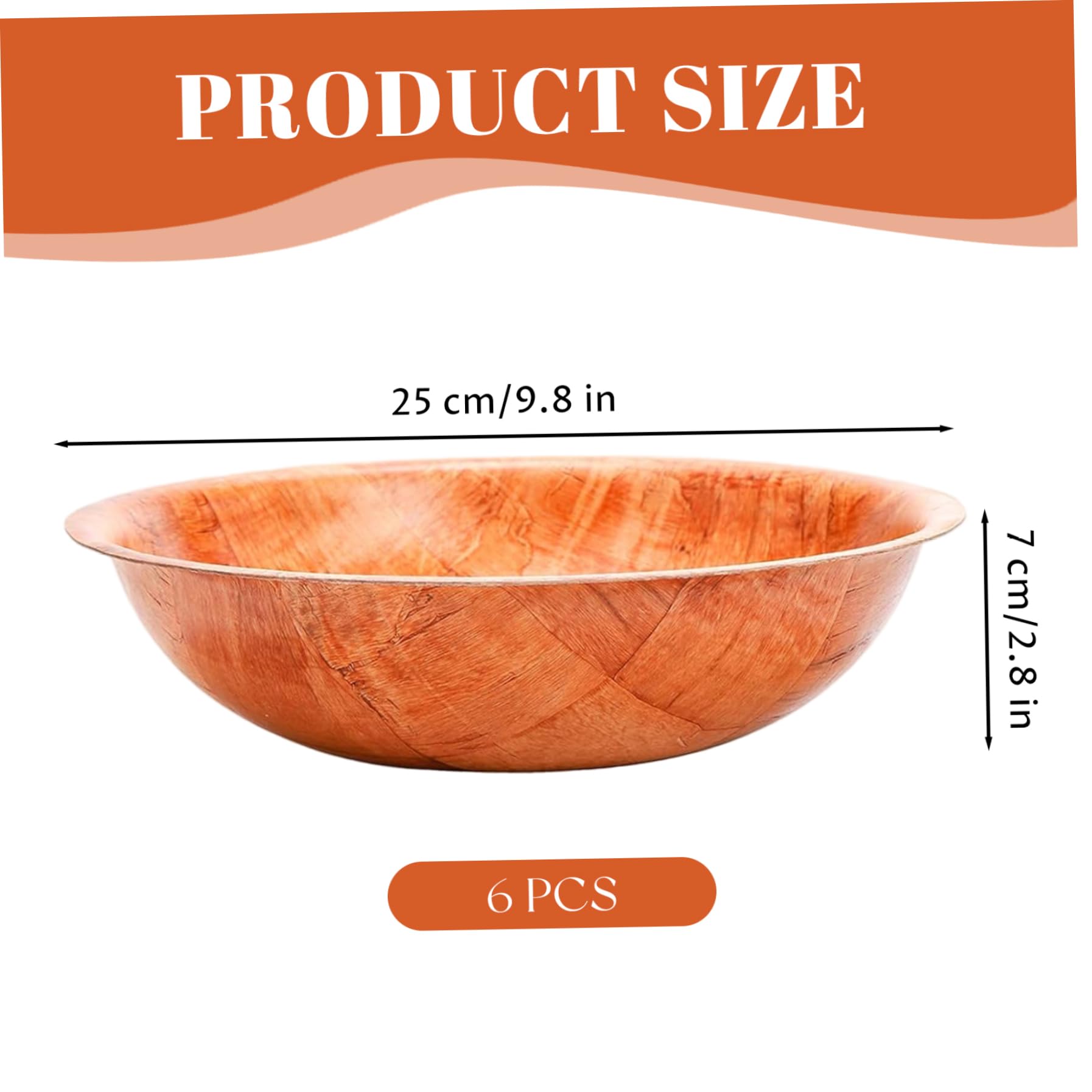 6 unids/Set ensaladera de Madera de 10 Pulgadas Redonda apilable de Madera Natural ensaladera Herramientas de Cocina rústicas para Frutas y Verduras Cocina..