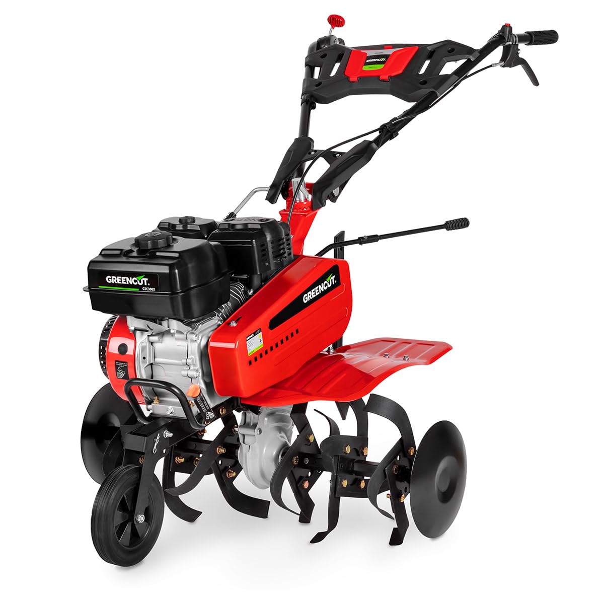 GREENCUT GTC300X - Motoazada de gasolina con motor de 4 tiempos 212cc y 7cv, ancho de trabajo 95cm, 3marchas, fresas de hierro templado intercambiables