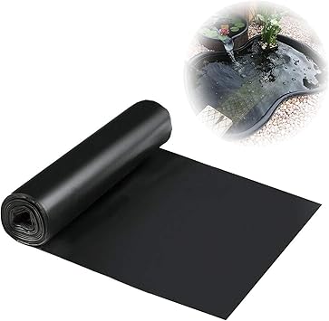 Image CLoook Rubber Pond Liner, 0.2mm Pond Skins Black Foldable Durable Impermeable Film for Water Pool Waterfall Proof Ponds