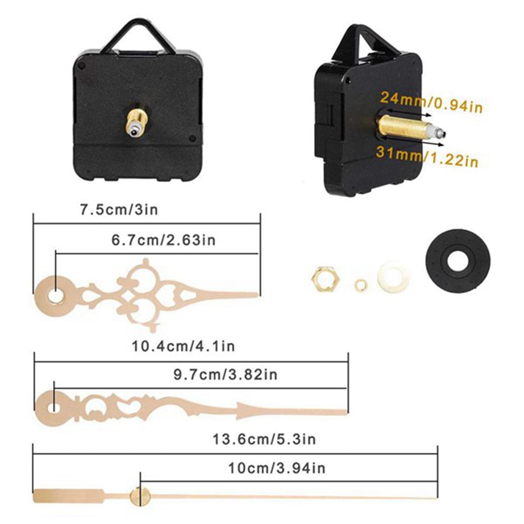 20 Pezzi 31 mm Albero Lungo DIY Meccanismo di Movimento 'Orologio al Quarzo Kit di Lancette Orologio da Parete Movimento Strumento di Riparazione Parti Accessori