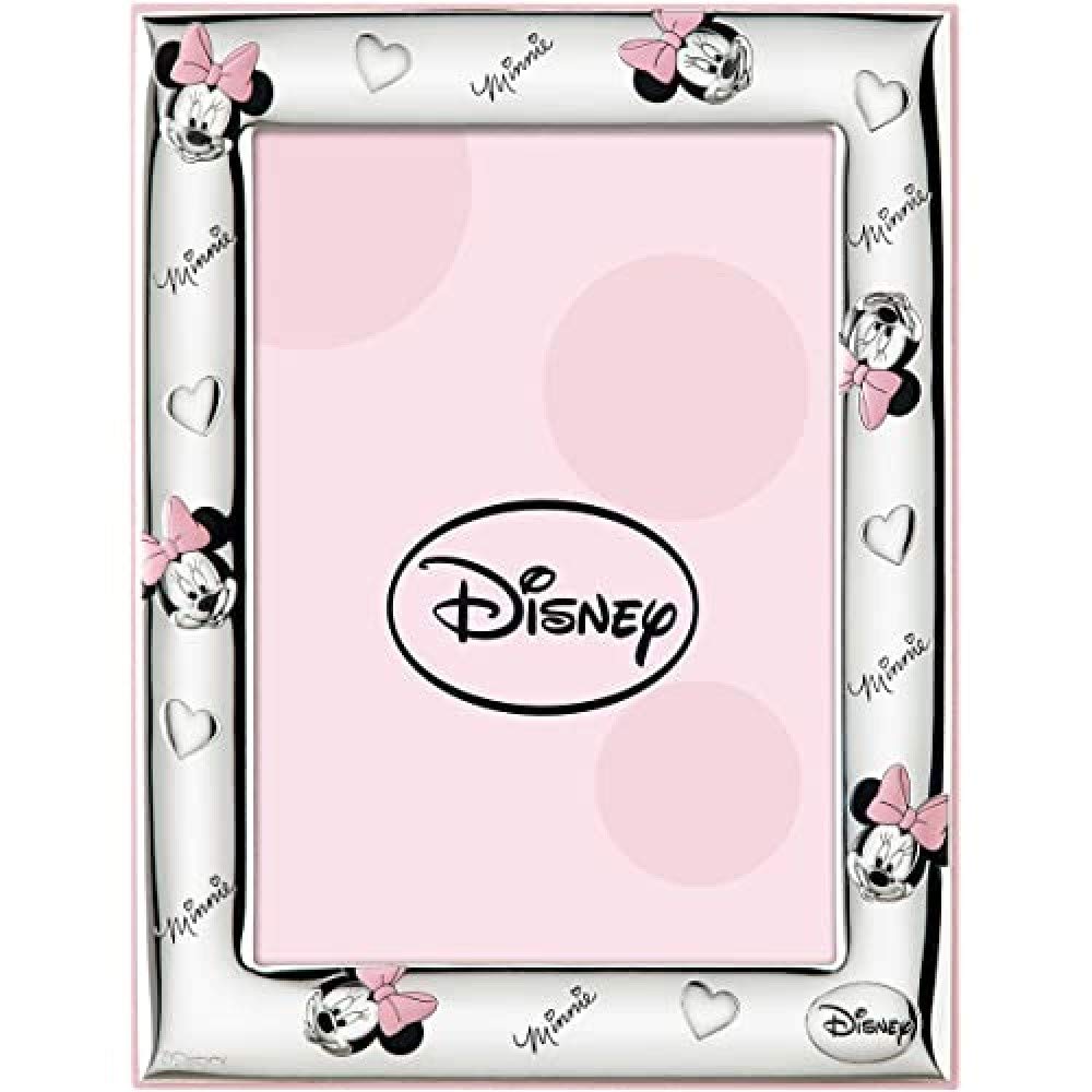VALENTI & CO. Disney Baby Minnie Mouse Cornice Porta Foto Da Tavolo In Argento Per Neonato E Bambina & Disney Clip Ciuccio, Catenella Portaciuccio Con Box In Argento