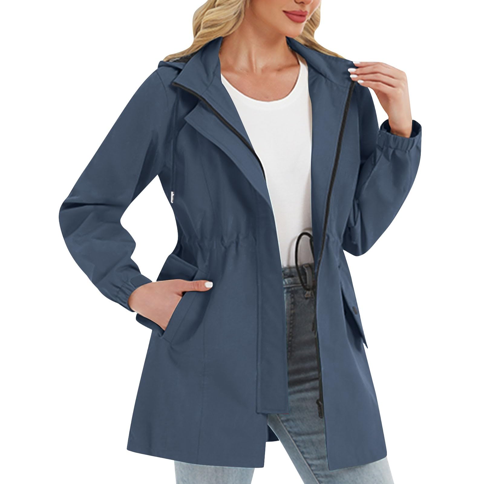 Giacca Antipioggia Traspirante Da Donna, Softshell, Impermeabile Semplice, Ripiegabile Con Cappuccio, A, Per Primavera E Di Antivento Bici Donna Running Giallo Giubbotto Canadian