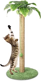 Cat Scratching Post, Cat Toys Dangling Ball Coconut Tree Cat Scratcher with Interactive Toy Ball Cat Tree for Indoor Cats and Kittens