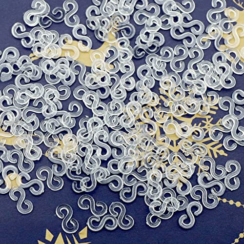 Gunwon 240 Pieces S Clips Loom Bands Clips Rubber Band Kit Plastic Connectors for Weaving Necklace Jewelry Accessories Craft Making (Clear)