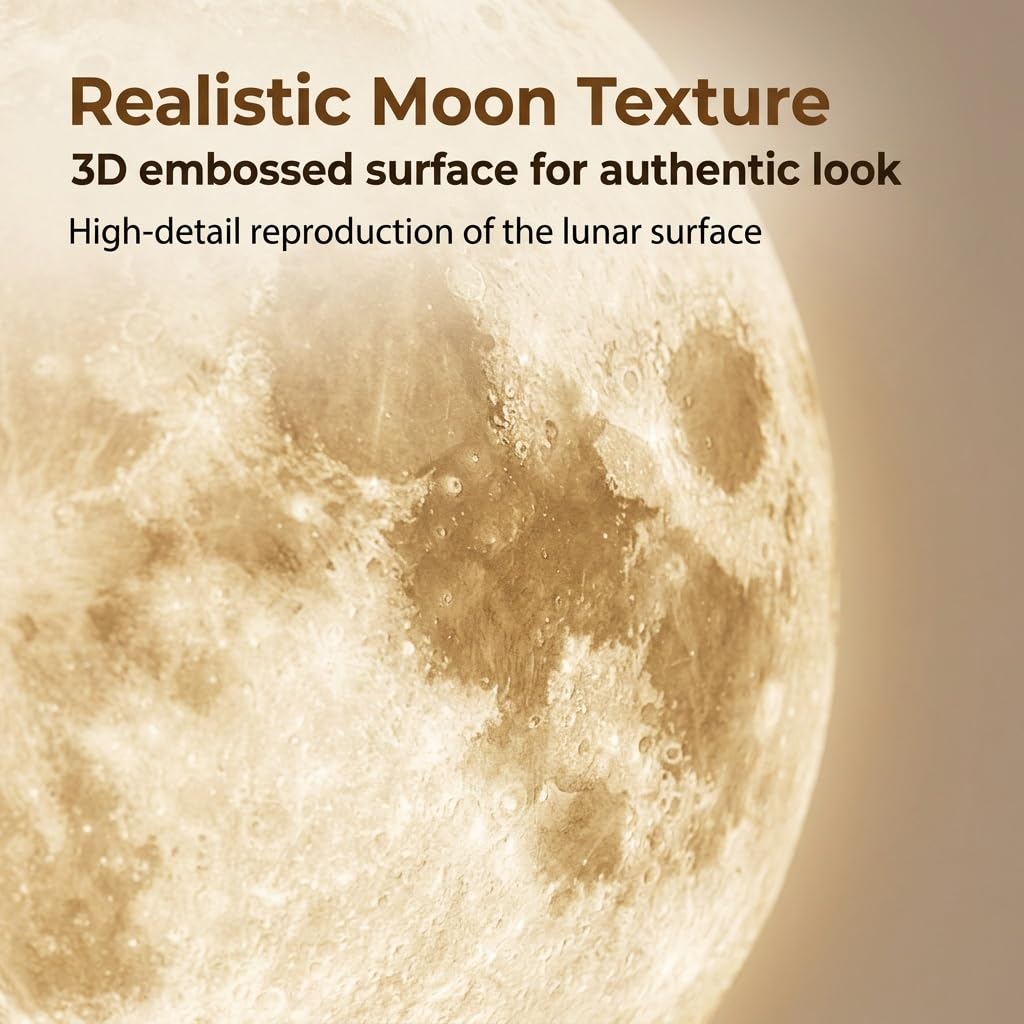 Lampada da Parete Luna 3D LED con Telecomando, Luci Moderne Dimmerabili | Texture 3D realistica, Controllo remoto, LED dimmerabile, Luce d'atmosfera moderna(A,31.5IN*31.5IN_NON-LIT)