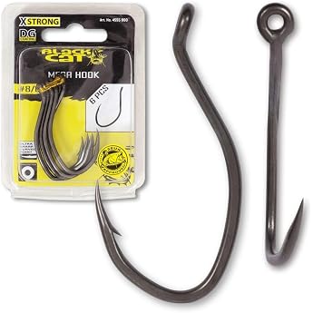 #8/0 Black Cat Mega Hooks DG Coating Pack of 6