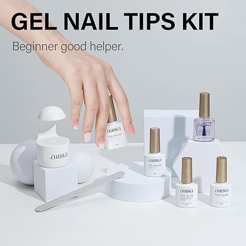 Miniatura 8 de AILLSA Kit de uñas de gel extra cortas, 240 puntas de uñas con pegamento de uñas 2 en 1, capa base y deshyrator de uñas, kit de manicura de gel