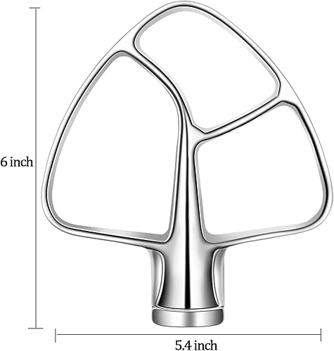 Miniatura 4 de Batidor plano y batidor de acero inoxidable para mezclador de soporte de cabeza inclinable de 4.5 cuartos de galón Kitchenaid