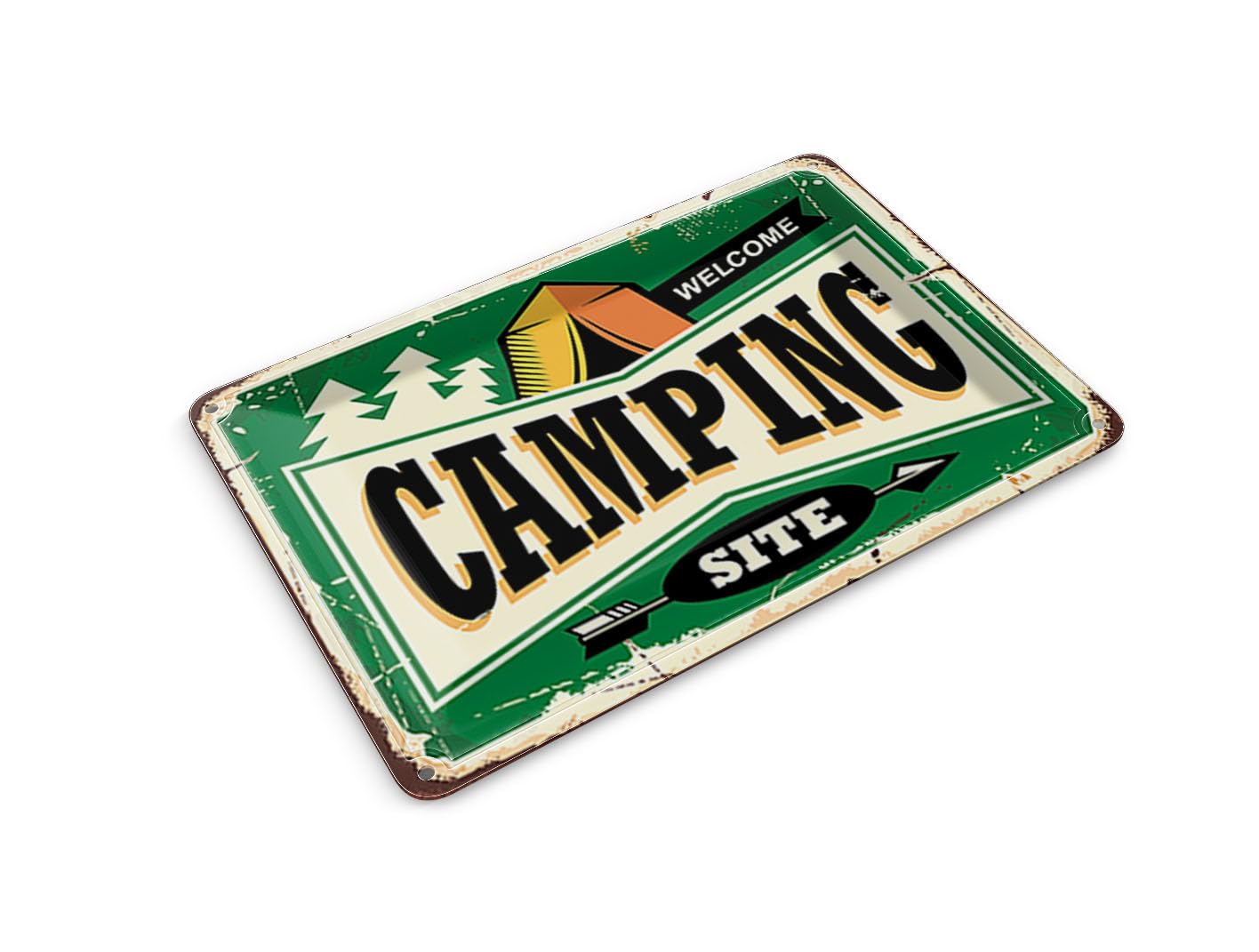 Femer Girls Multicoloured Tin Postcard Retro 14 X 10 Cm Camping Welcome Metal Decorative Sign