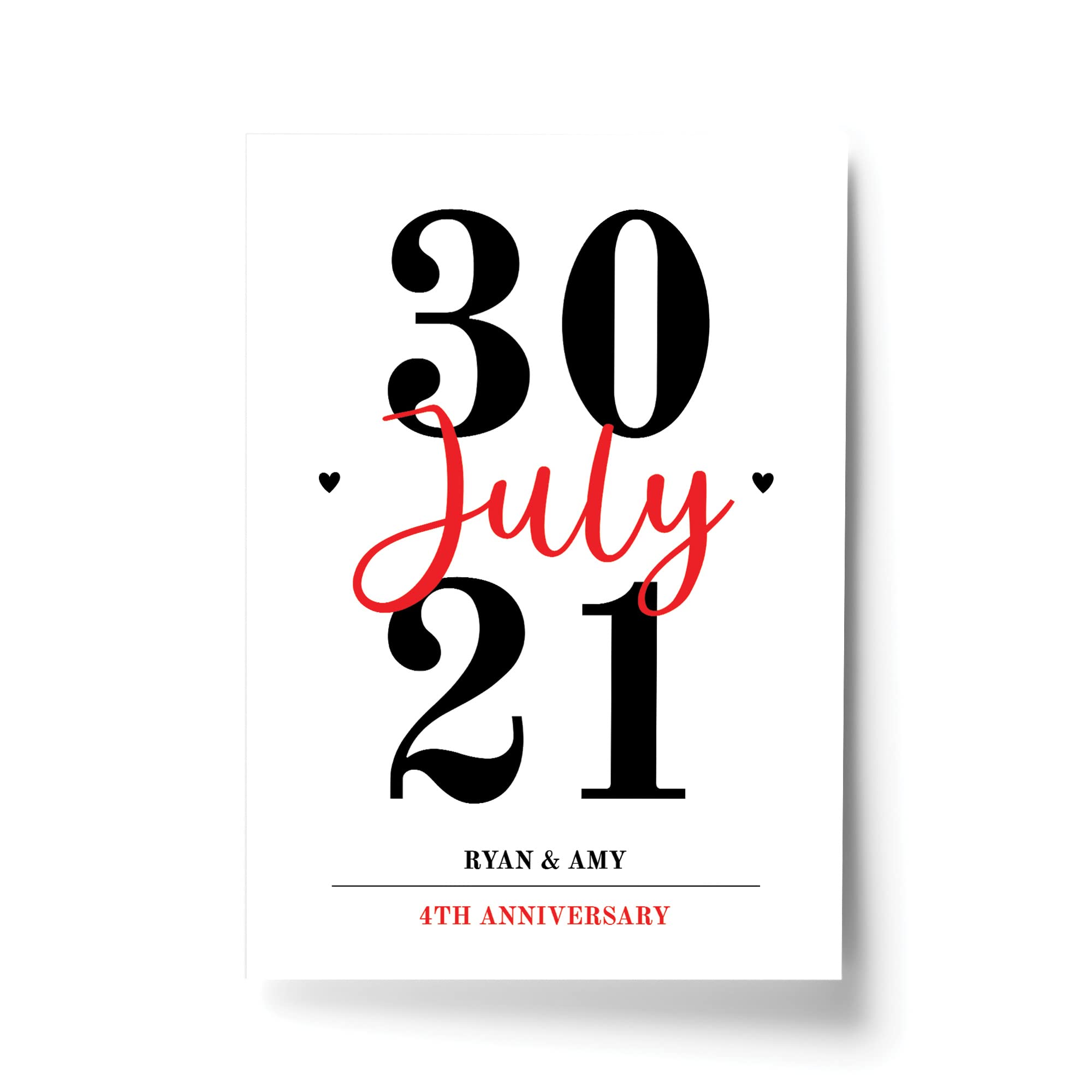 RED OCEAN 1st 2nd 3rd 4th 5th 10th Anniversary For Him Her Personalised Print Date Keepsake