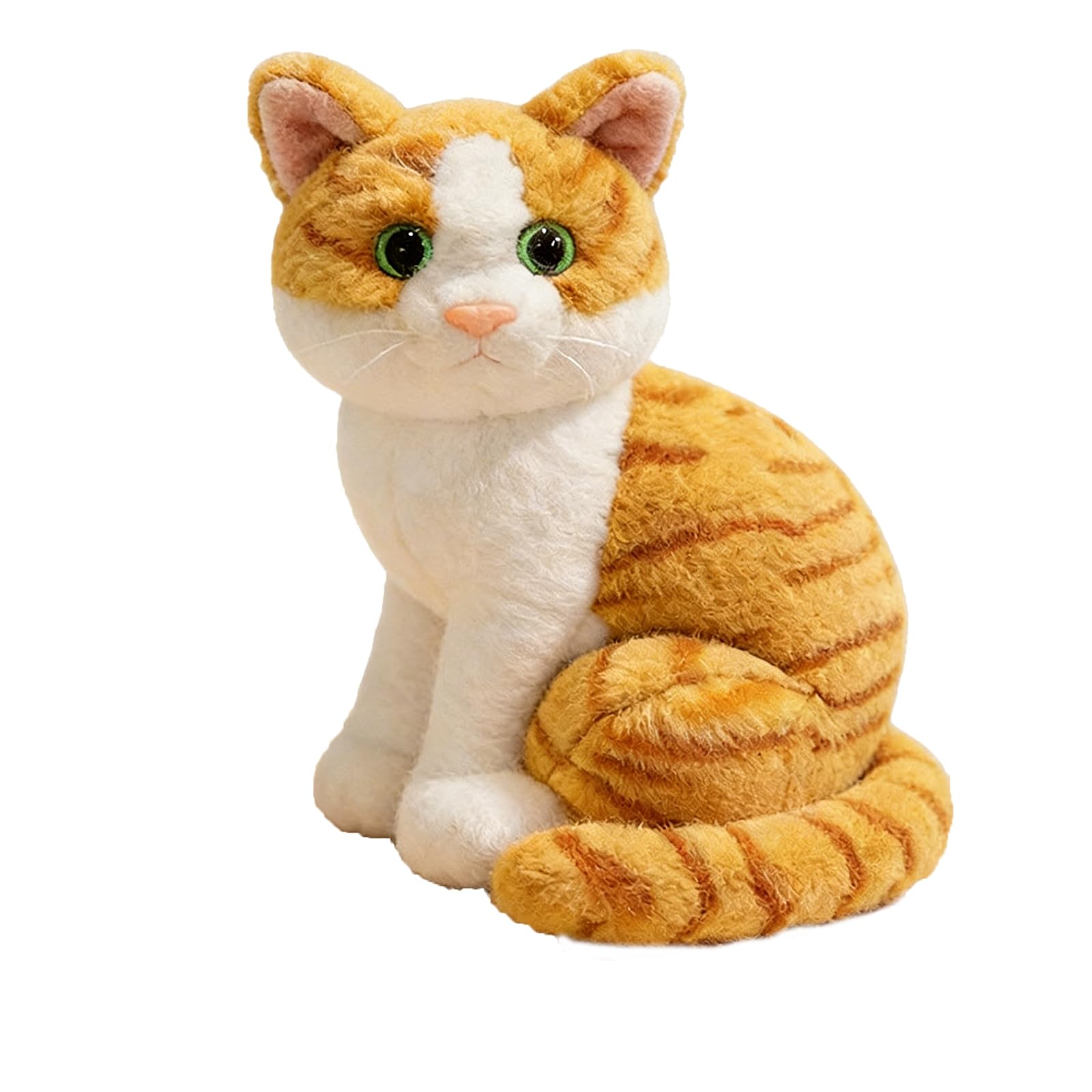 ZBELLO Realistic Cat Plush, 26cm Simulation Sitting Cat Soft Toy, Kitten Plush Toy, Cuddly Cushion, for Cuddling and Playing, Gift For Boys and Girls (Orange)