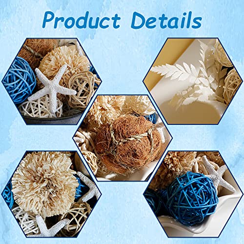 Qingbei Rina Blue Decorative Balls,Assorted Wicker Rattan Balls,Spring Bowl Vase Fillers for Centerpieces,Decorative Orbs Woven Spheres,Home Table Party Decor,Gifts - Image 2