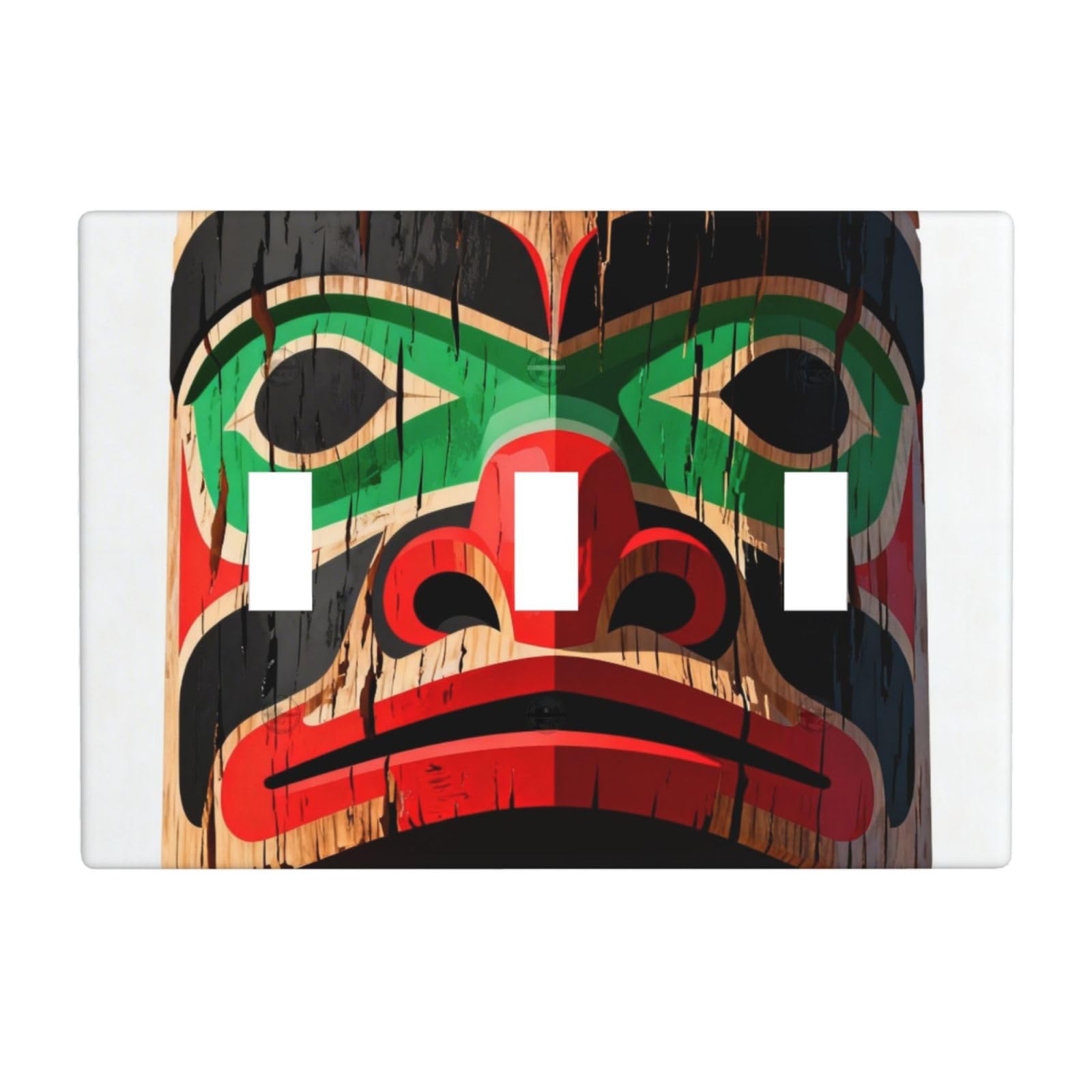 Beaver Totem Pole 3 Gang Switch Plate Cover-Unbreakable Polycarbonate Wall Plate, Heat Resistant Toggle Switch Decor for Home