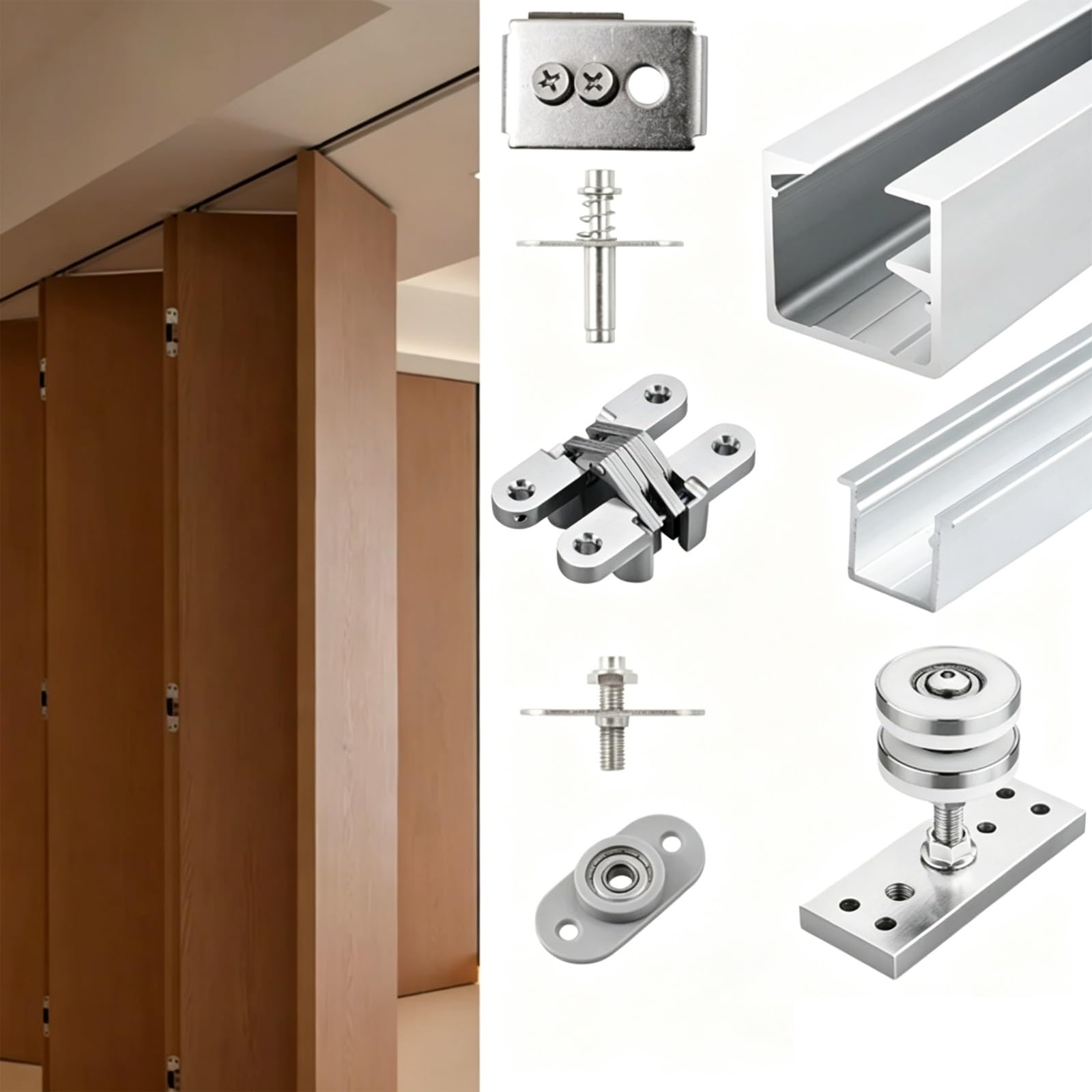 Sliding Door kit Track Rail Bifold Door Rail Hardware, Sturdy Aluminium Alloy Barn Doors Tracks, Heavy Duty Invisible/Sliding Doors Hardwares with Rails(3'/91cm)