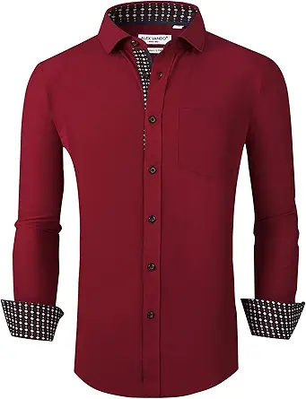 Alex Vando Mens Dress Shirt Wrinkle Free Regular Fit 4-Way Stretch Button Down Shirts