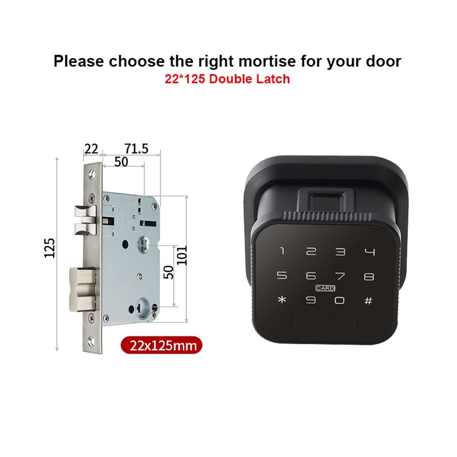 Inteligentny zamek do drzwi, Smart Fingerprint Lock For Bluetooth Spherical Indoor Wooden Door Electronic Keyless Entry Unlock Via Password(22 x125 Double Latch)