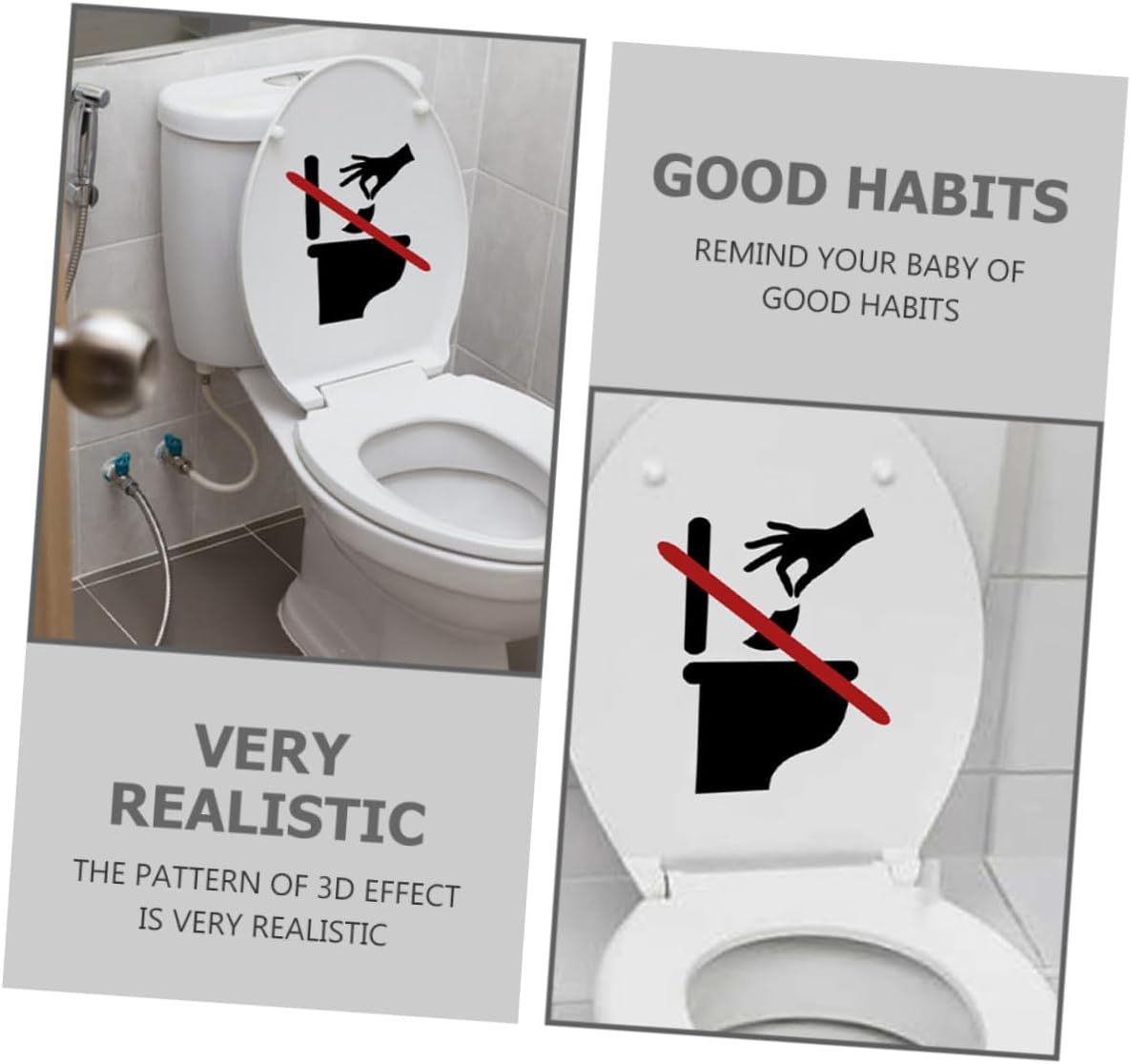 2 Sheets Removable Toilet Lid Sign Cling Sticker Adhesive Bathroom Decal for Toilet Seat Easy to Apply and Remove Reminder Not to Flush Tissue Suitable for Home and Public