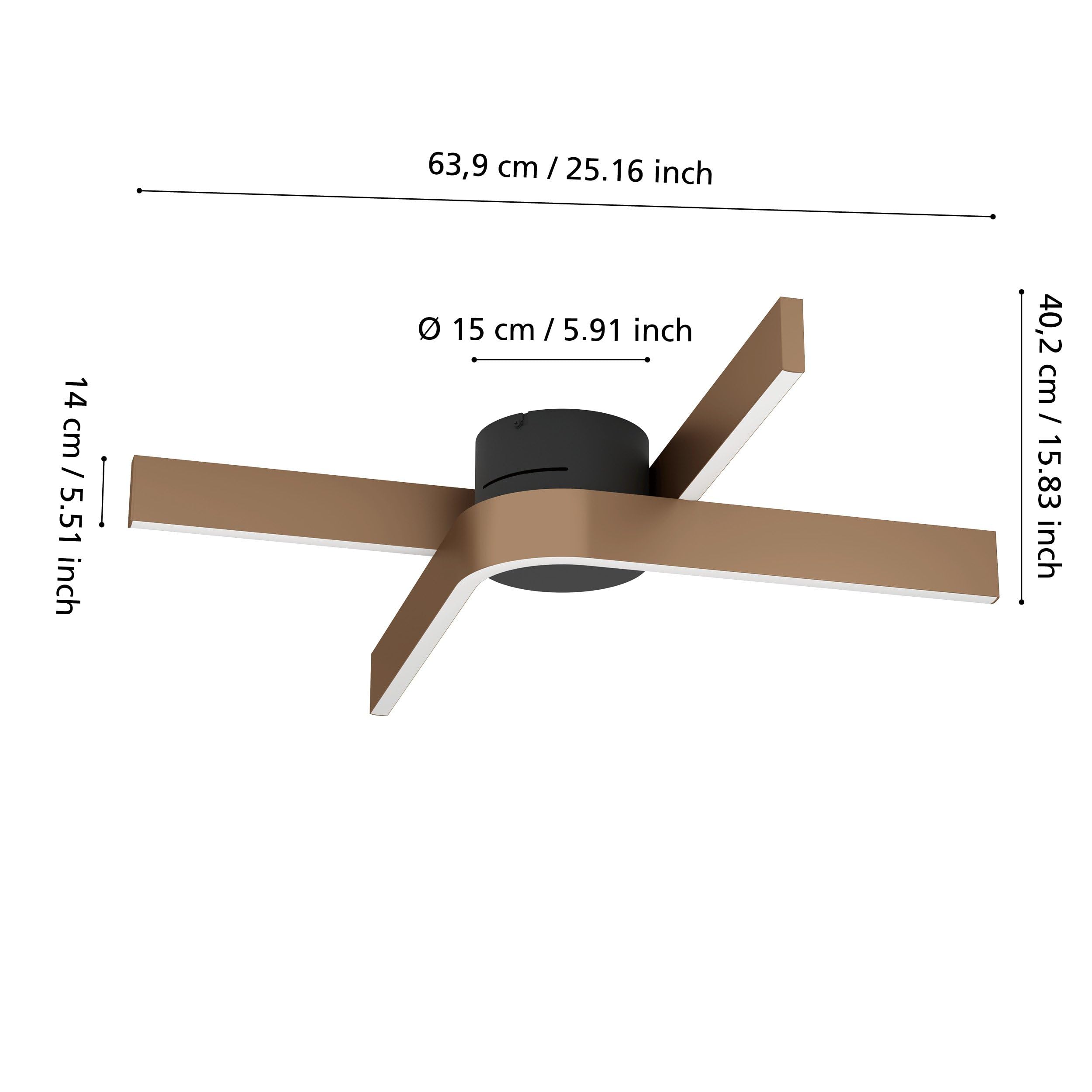 EGLO connect.z Smart-Home LED Deckenleuchte Folcino-Z, Deckenlampe dimmbar | ZigBee, Matter, App und Sprachsteuerung Alexa, warmweiß-kaltweiß, RGB, Bronze-Optik