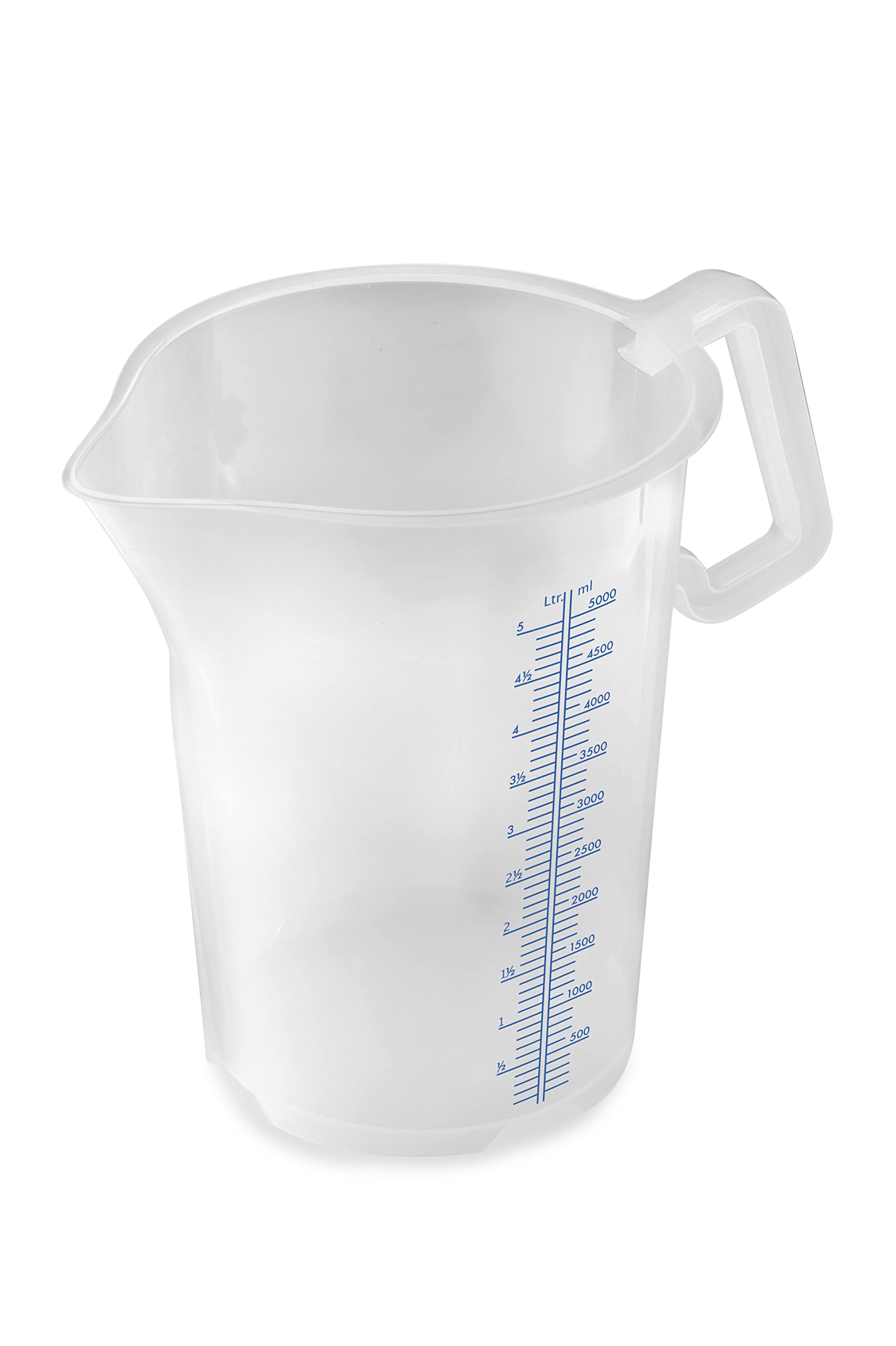 Thermohauser 8300040091 Measuring Cup with Closed Handle 5000 ml Plastic PP Blue Scale in litres and Millilitres Transparent