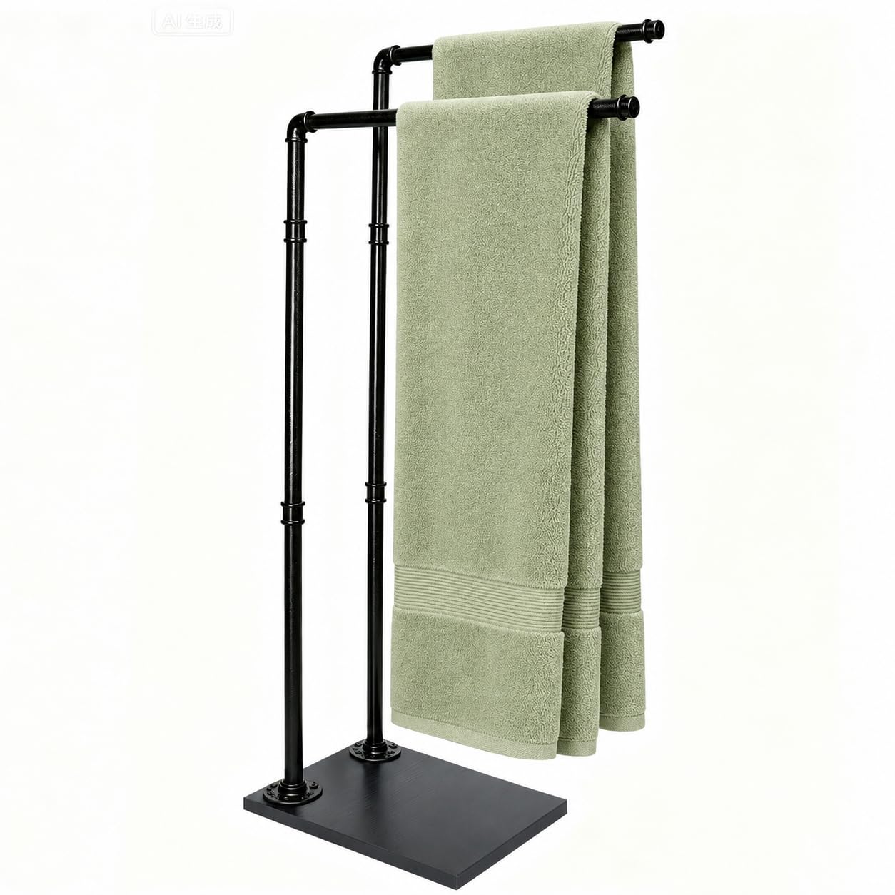 Photo 1 of [MISSING PARTS] Hjarta Freestanding Towel Rack for Bathroom, 2-Tier Free Standing Towel Stand, Farmhouse Towel Holder for Bath Towel Sheet, Black