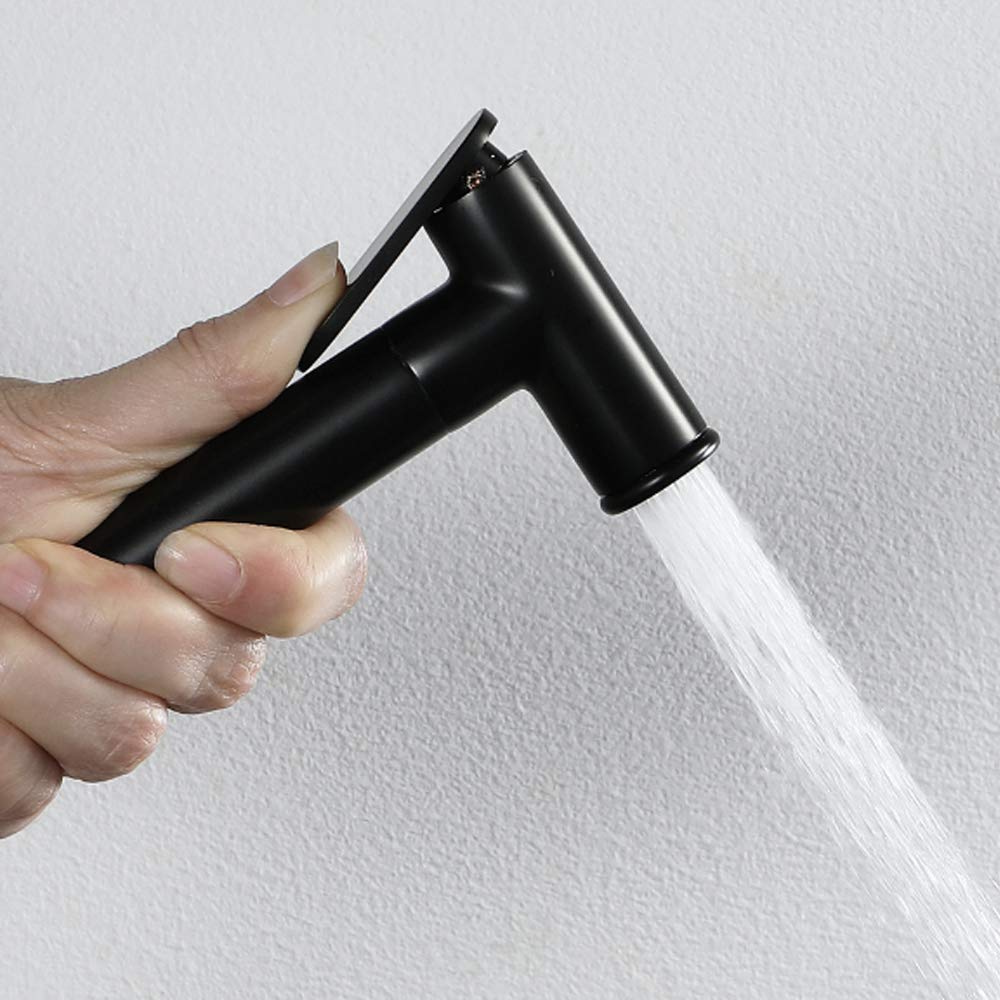 Kit de rociador de inodoro portátil Rociador de pañales de tela portátil de mano for inodoro Fácil de instalar Grifo de baño con control de presión ajustable Negro