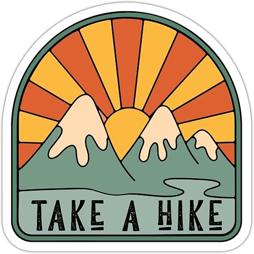 ZURRAM Calcomanía inspiradora de senderismo al aire libre, vinilo impermeable Take A Hike Adventure Nature Motivacional para laptop, botella de