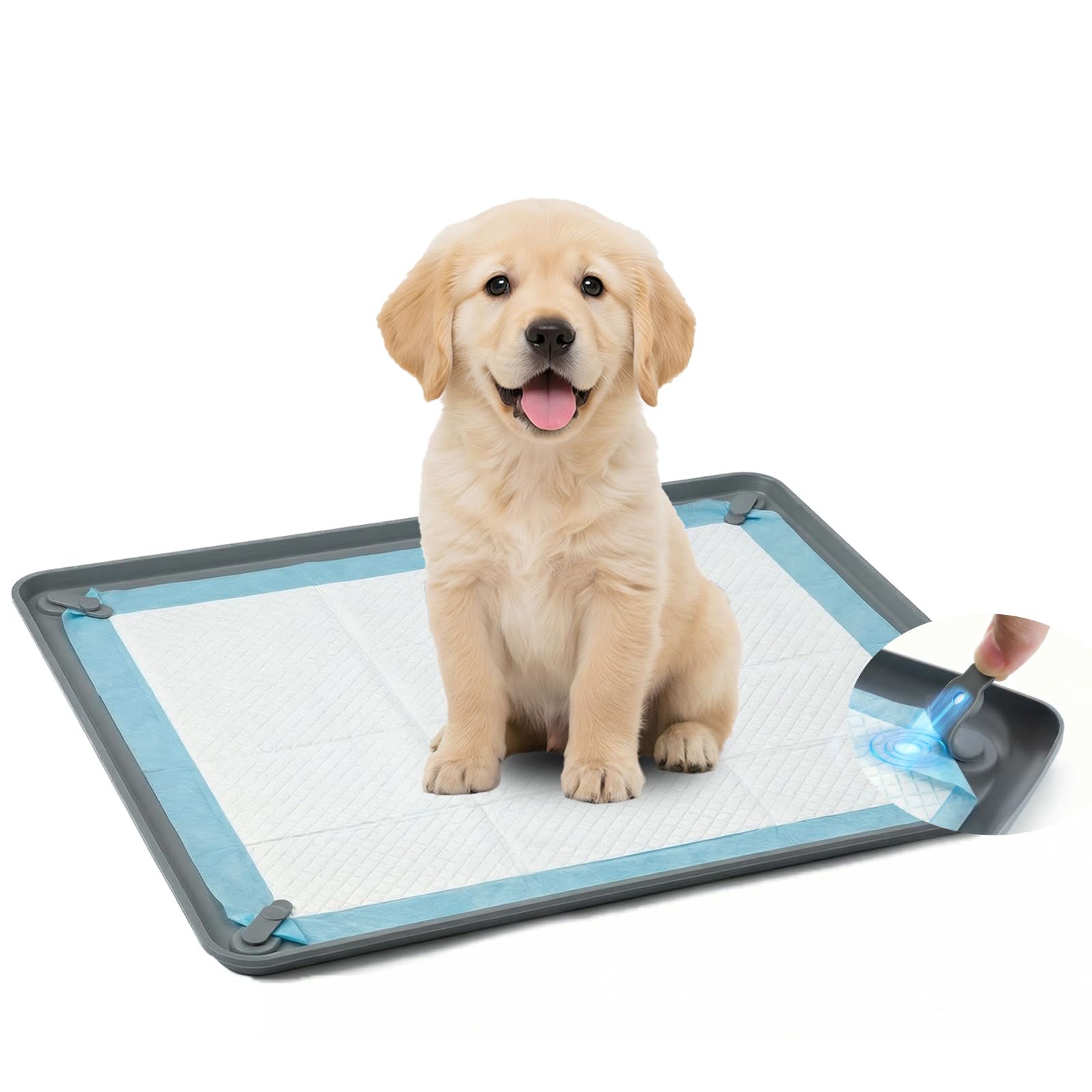 Sazuik 犬 トイレトレー ペットトイレ 犬用トイレ シリコンマット 犬 マグネットで固定 四隅固定 シーツがズレない 滑り止め 漏れ防止 洗える ペットマット 床汚れ対策 お手入れ簡単 トイレトレーニング 小型犬 中型犬 大型犬 特大 (グレー)XL 65×93cm