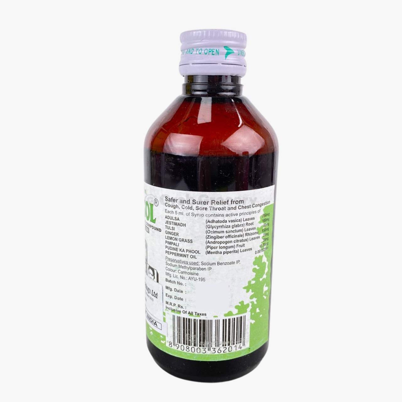 AJANTA'S ADUSOL Ayurvedic Tulsi Cough Syrup Prevent from Cold Wet Dry