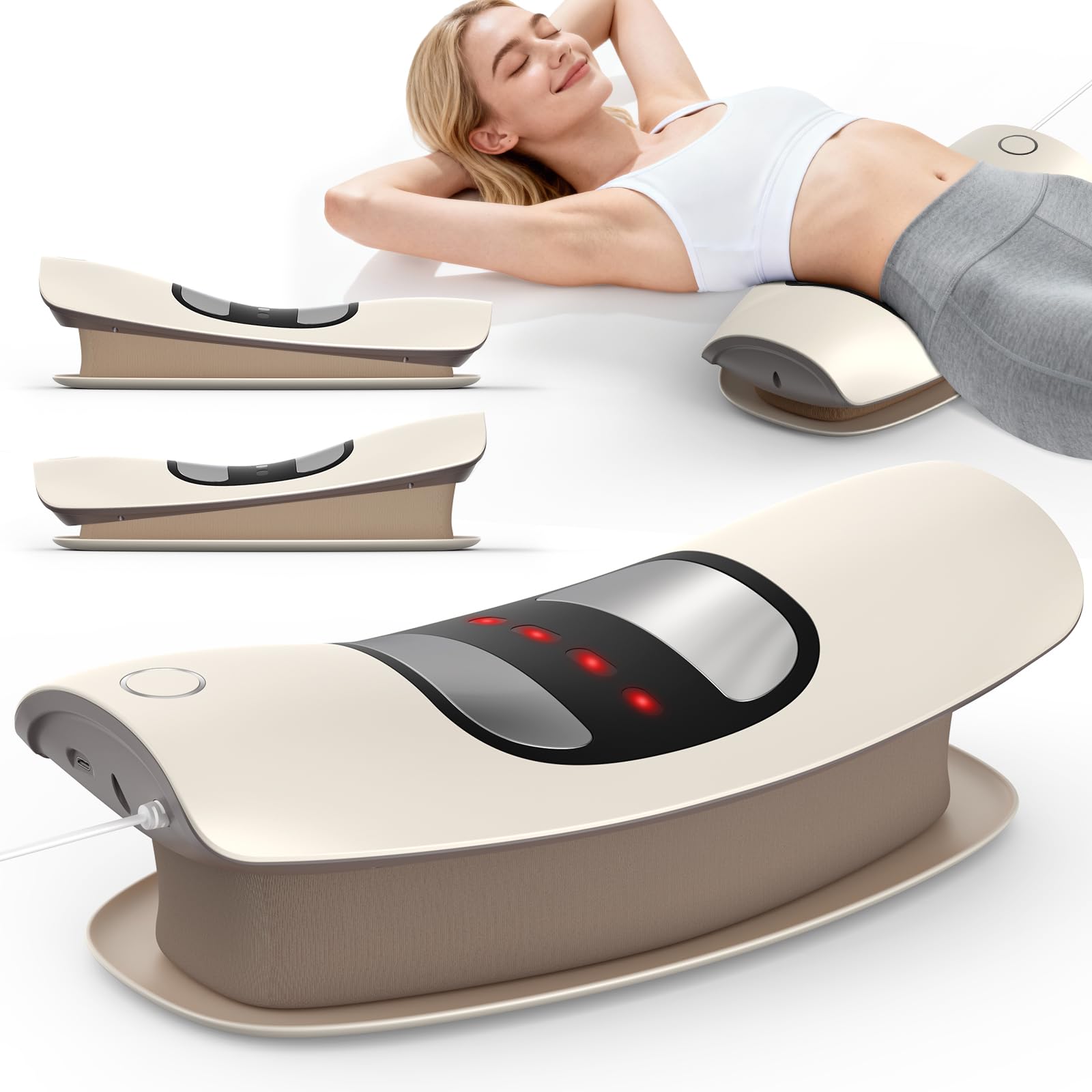 Photo 1 of ****BROKEN***Quadruple Fusion Lower Back Massager for Back & Sciatica Pain Relief, Back Stretcher for Spinal Decompression, Lumbar Traction Device with Rocking Stretch & Height Adjust, Relaxation & Exercise Gift