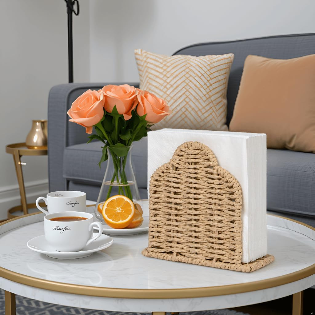CubesLand Servilletero con borde festoneado para decoración de mesa, hogar, granja, dispensador de servilletas de cuerda de papel para comedor, cocina, servilletero de cóctel para fiestas en