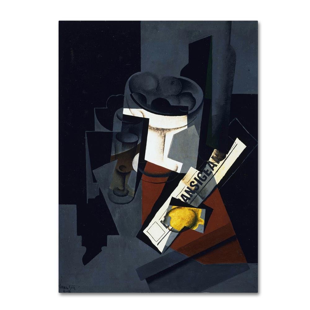Still Life With Newspaper by Juan Gris, 14x19-Inch Canvas Wall Art