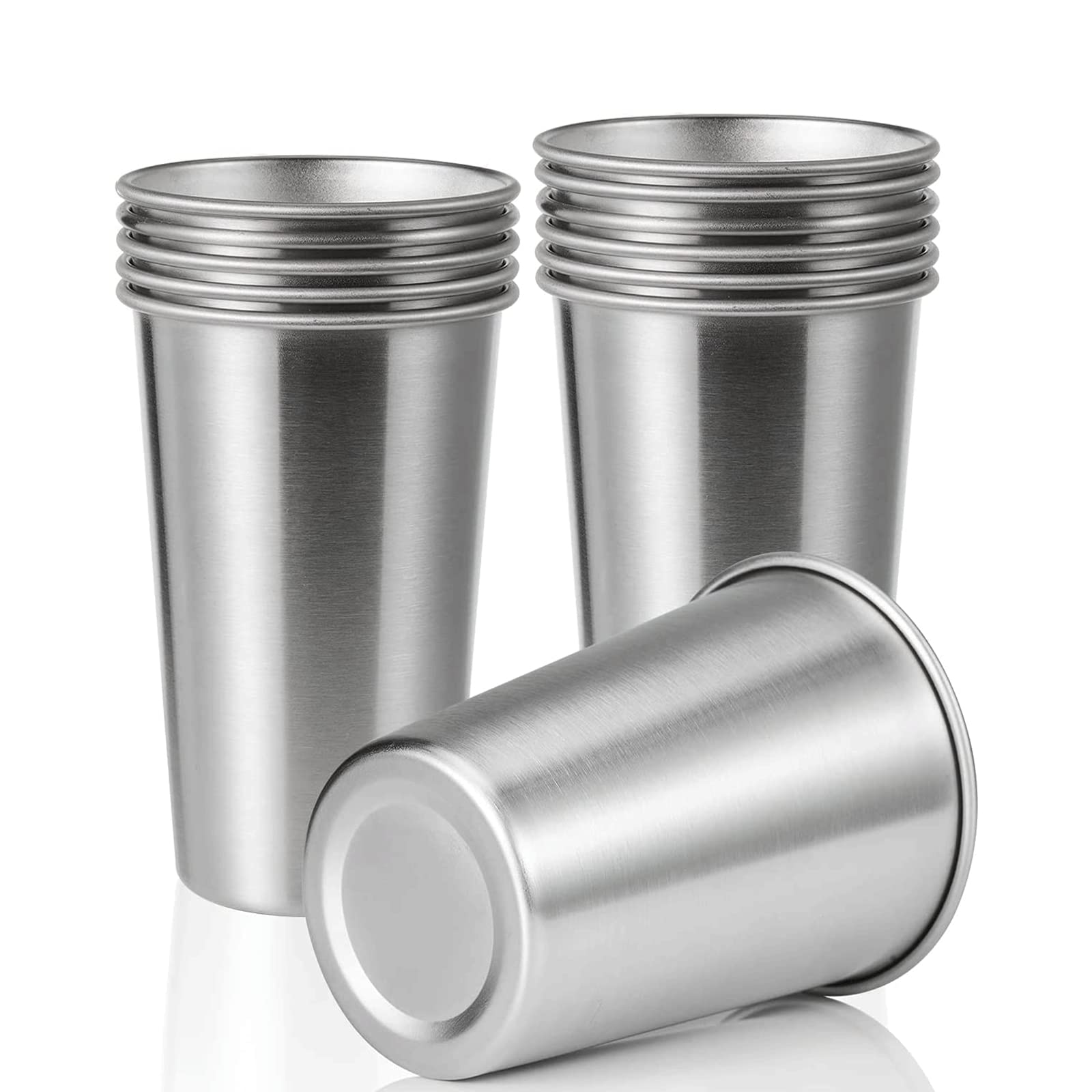 12 Pack 24oz Stainless Steel Pint Cup,Healthy Unbreakable and Stackable,Metal Drinking Glasses