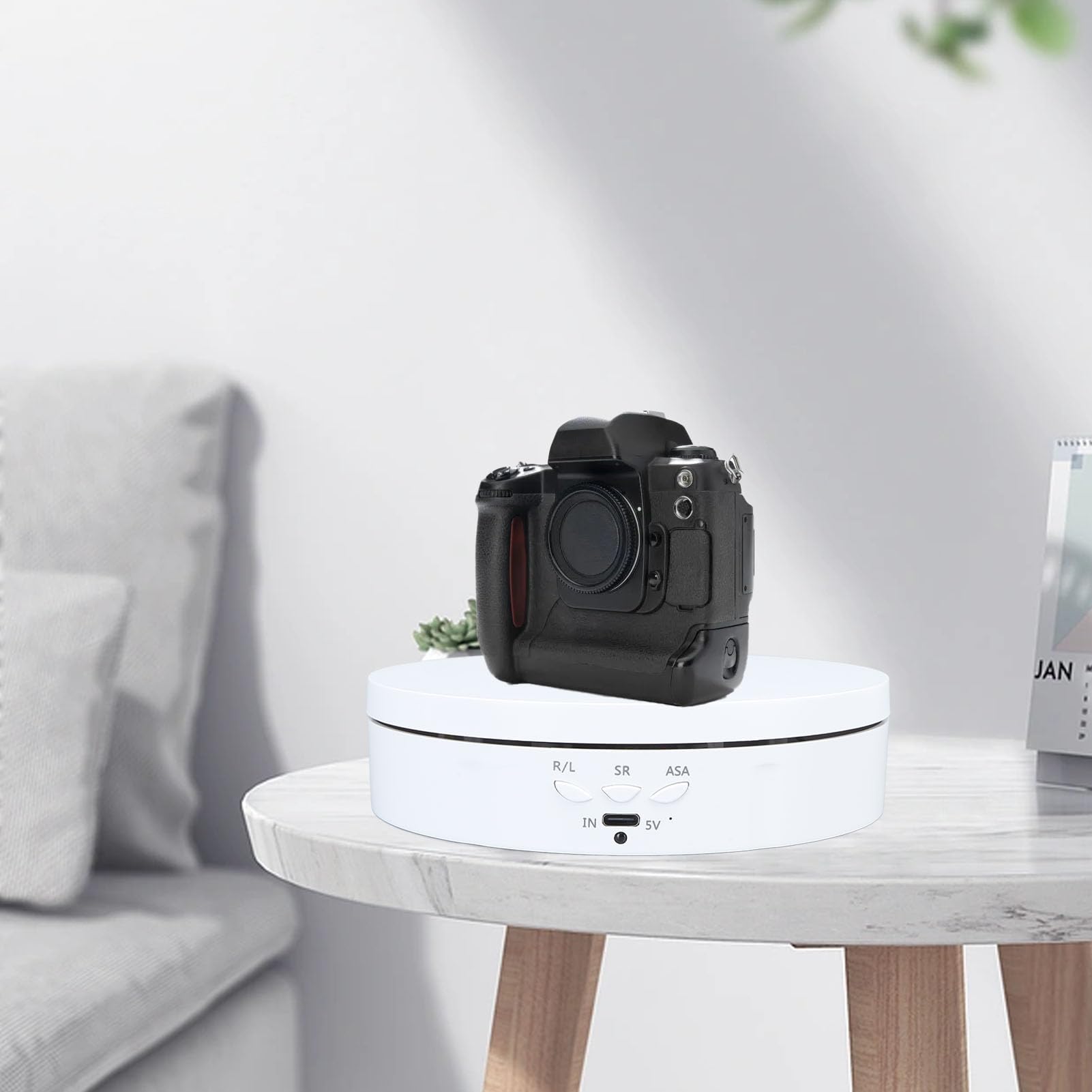 Plateau Tournant électrique 2 en 1 avec Télécommande Intelligente, Plateau D'affichage De Bijoux, Présentoir D'ornements en Direct pour Montre, Cosmétiques, 5 V(Blanc)