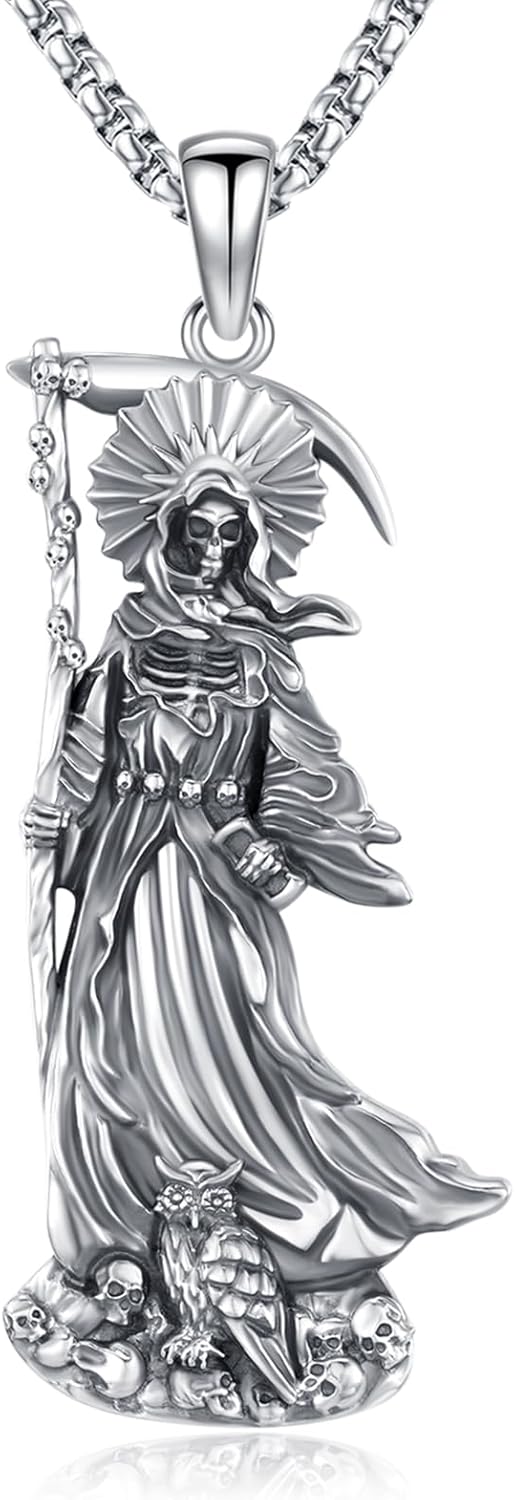 Pentagram/Sun Moon/Celtic Witches Knot/Santa Muerte/Triple Moon Goddess/Hecate Necklace Sterling Silver Magic Wiccan Pagan Amulet Jewelry for Women Men