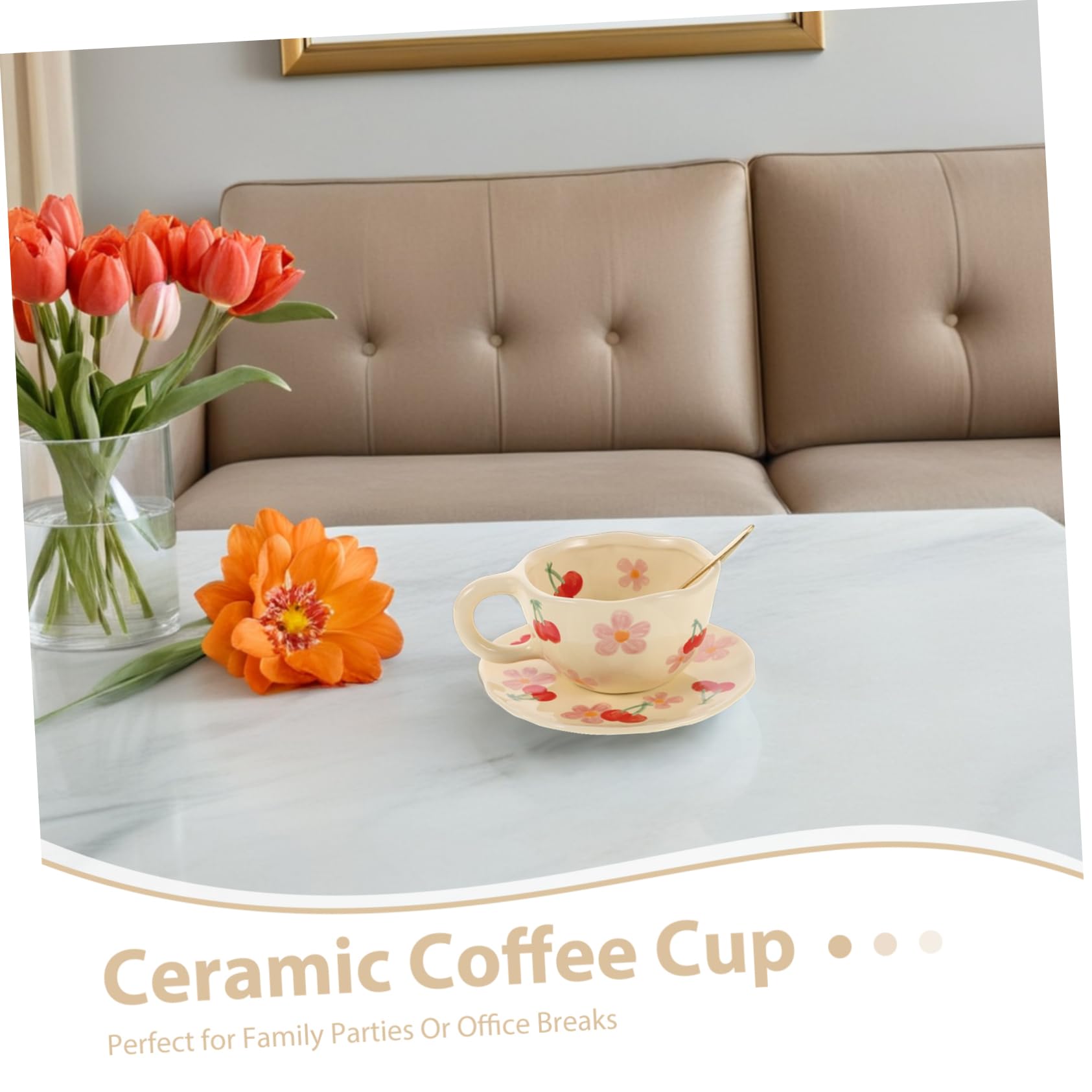 ABOOFAN Tasses à Café à Fleurs Tasses Et Soucoupes Céramique Ensemble De Créatives Déjeuner