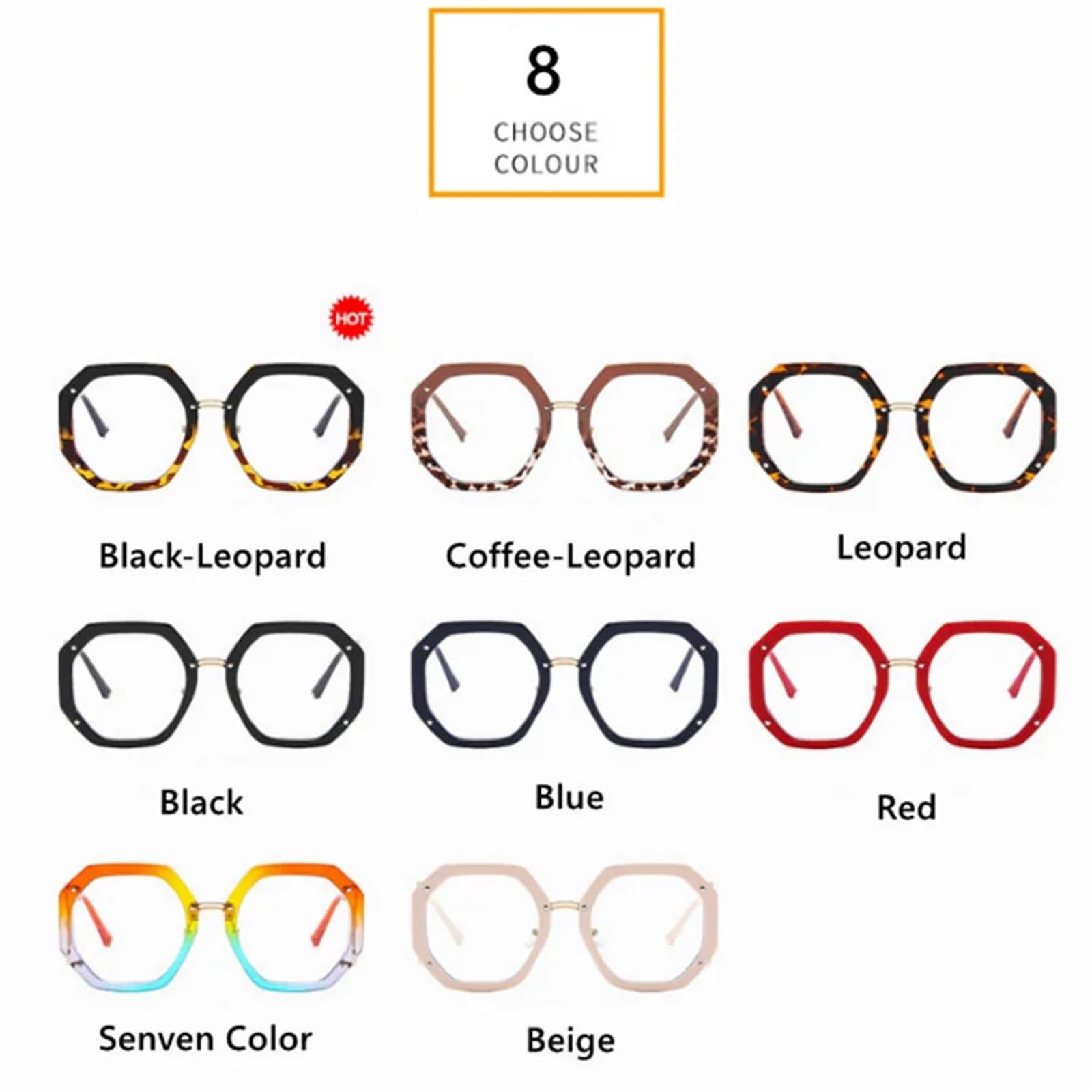 Oversized Round Women Glasses Fashion Metal Frame Clear Lenses Reading Computer Men Eyewear Frame