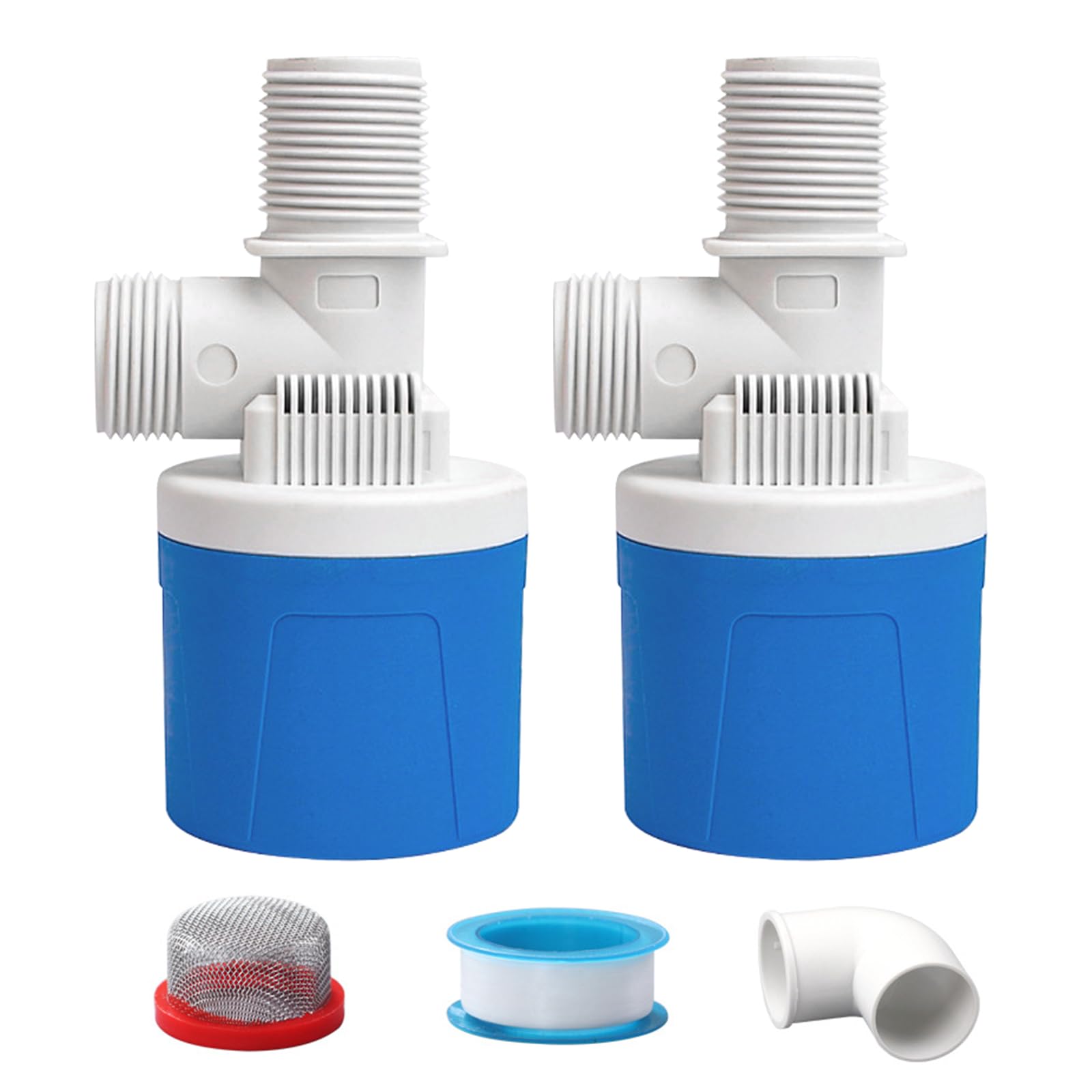 2 Pack 1" Water Float Valve For Water Tank Water Trough Pool Livestock | 1 Inch Top Inlet Automatic Water Level Control Float Valve Premium ABS Material Blue Mini for Distille Pond Aquarium