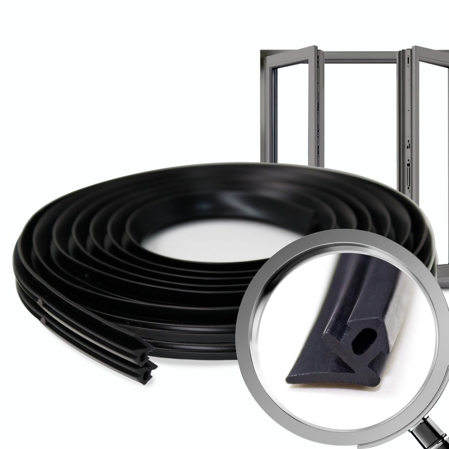 EPDM Window/Door Seal Strip | UV-Resistant Insulation | Weatherproof, Soundproof, Durable | Easy DIY Install, S-1125, 10m