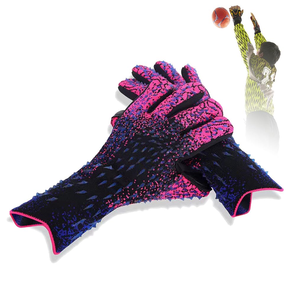 Guantes de portero de fútbol para niños, jóvenes y adultos, guantes de fútbol ajustados de cuero con agarre adhesivo para niños, niños, adultos, portero de fútbol, ​​beneficios antideslizantes 10 C