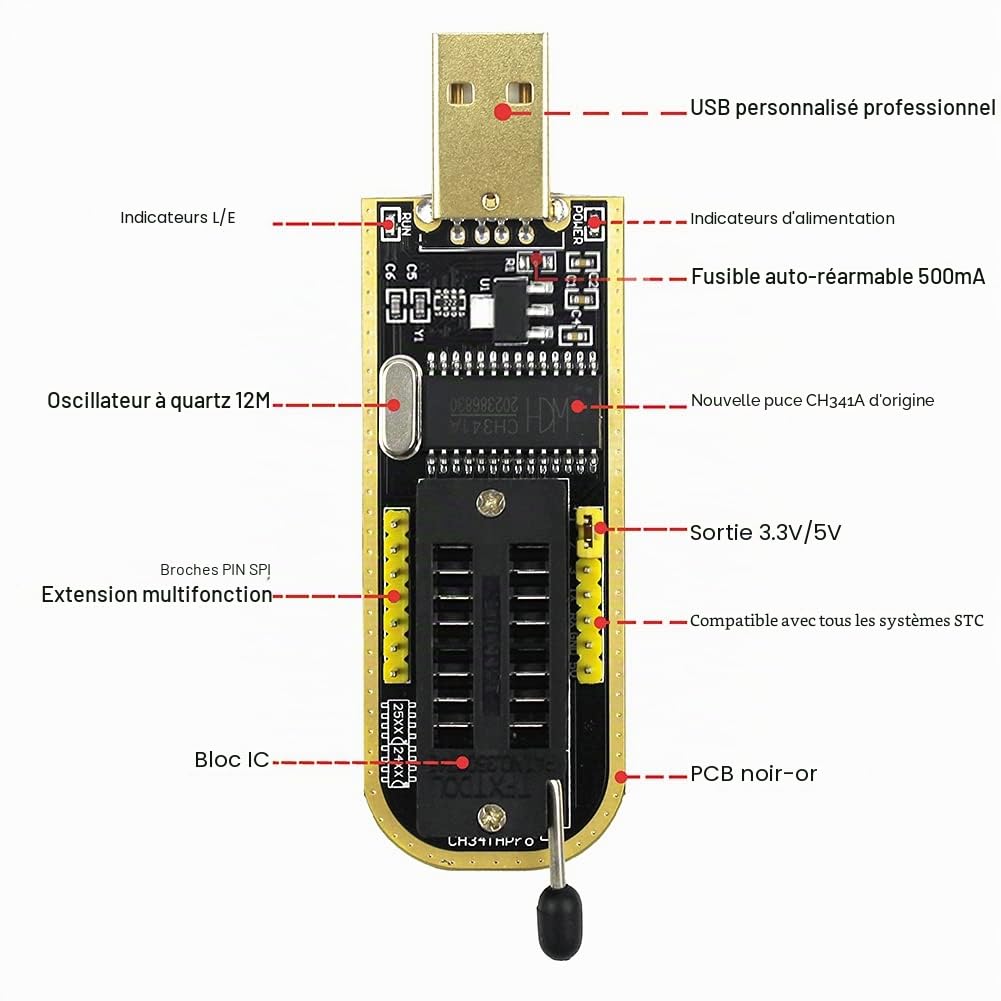Pince de Test SOIC8 SOP8 Clip de Test pour EEPROM 25CXX / 24CXX avec CH341A Programmeur USB Flash BIOS EEPROM Série 24 25