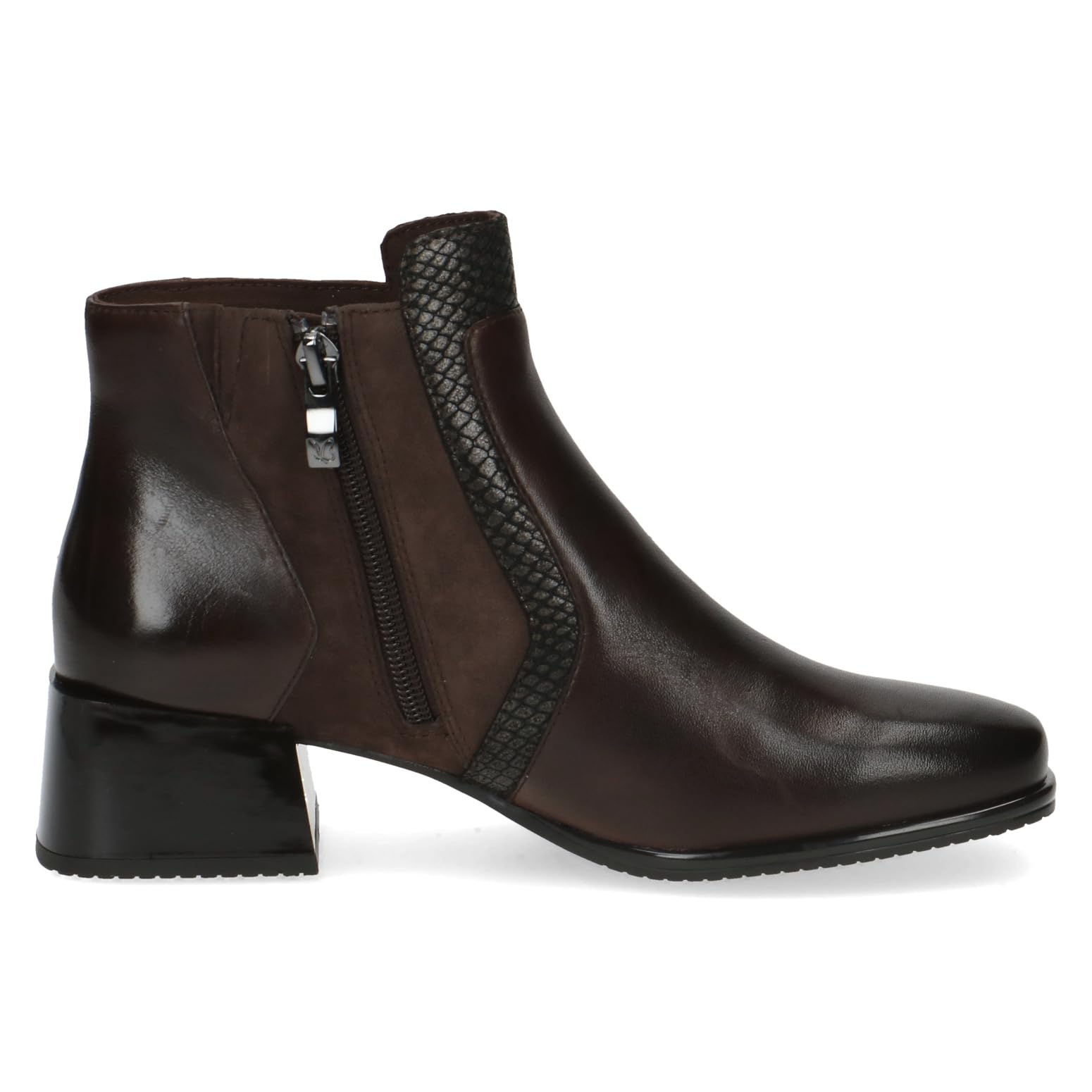 CAPRICE Damen Stiefeletten mit Absatz aus Leder Kleiner Absatz Weite G, Braun (Dk Brown Comb), 37 EU – Ansicht 5