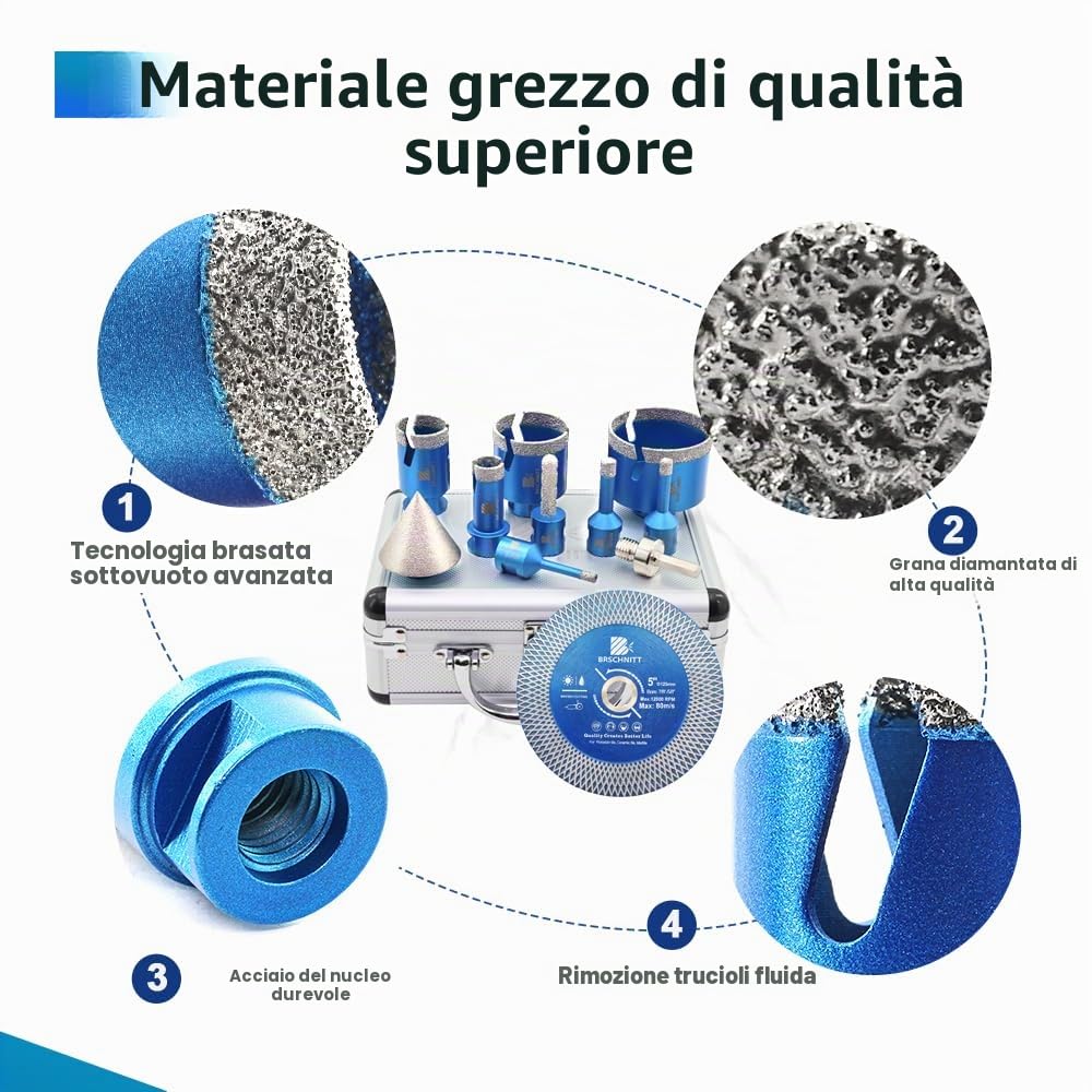 Punte Diamantate frese diamantate - 6/8/10/20/35/50/68mm tazze per piastrelle, 10mm Fresa,50mm Punte Smusso per Porcellana Piastrelle Ceramica Marmo Granito
