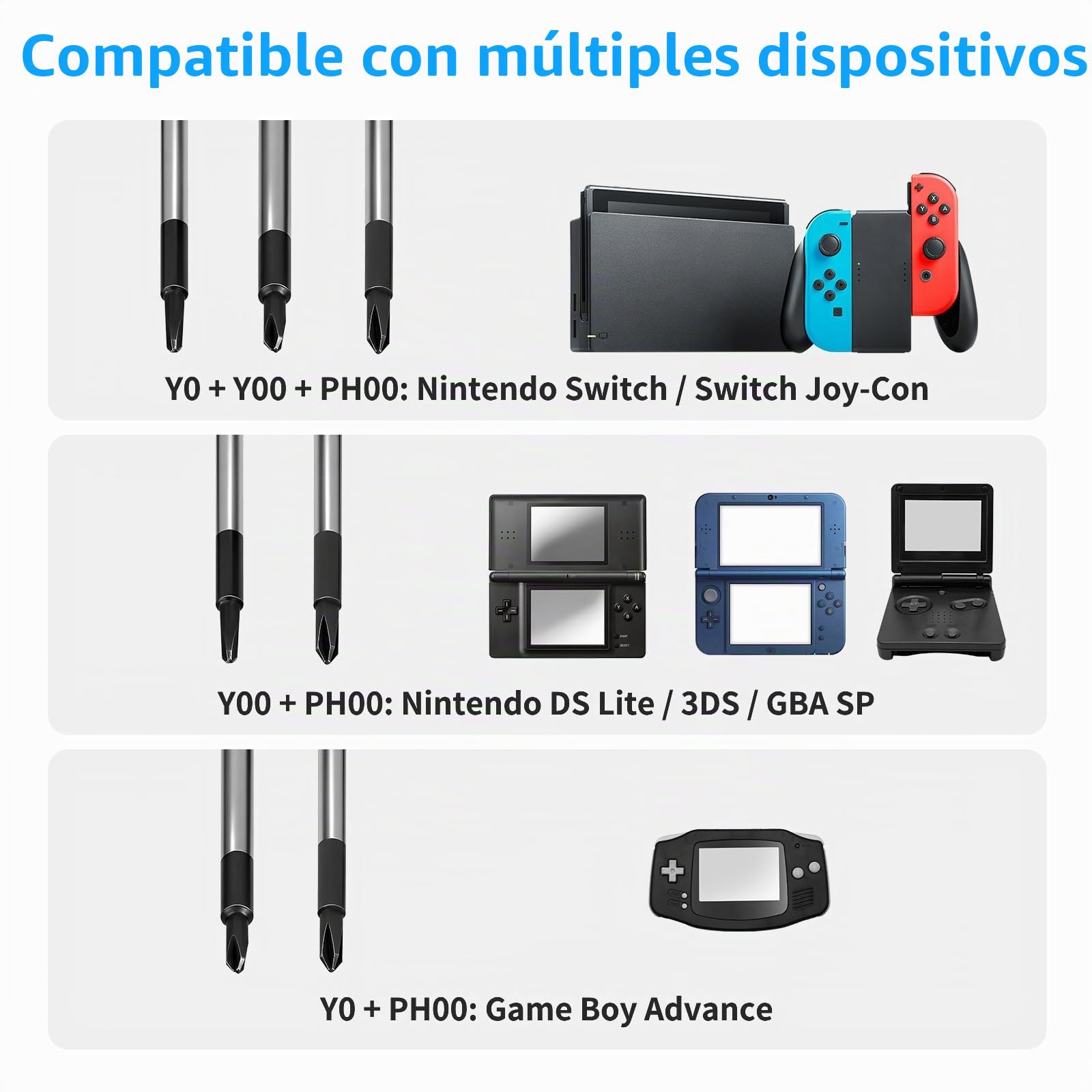 Linkstyle Tri-Wing Cross Wing Destornillador de Precisión para Nintendo Switch, Y0 Y00 PH00 Kit de Herramientas de Reparación
